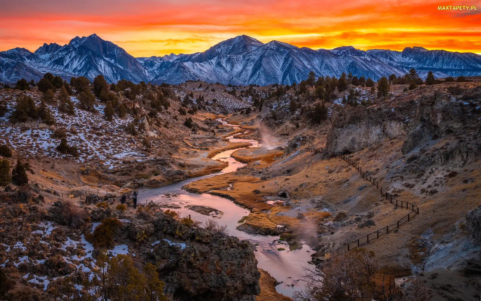 Inyo National Forest, Hot Creek, Rzeka, Lasy państwowe, Hrabstwo Mono, Kalifornia, Miejscowość Mammoth Lakes, Góry, Stany Zjednoczone, Dolina