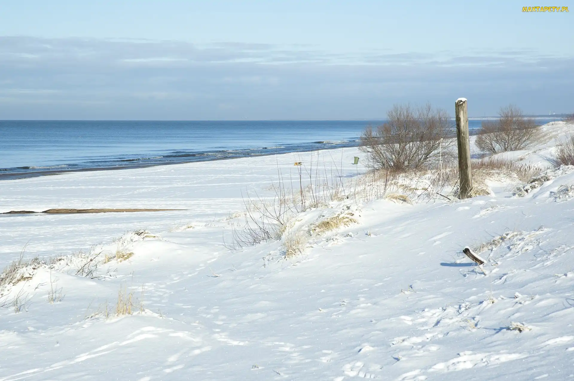 Śnieg, Plaża, Zima, Morze