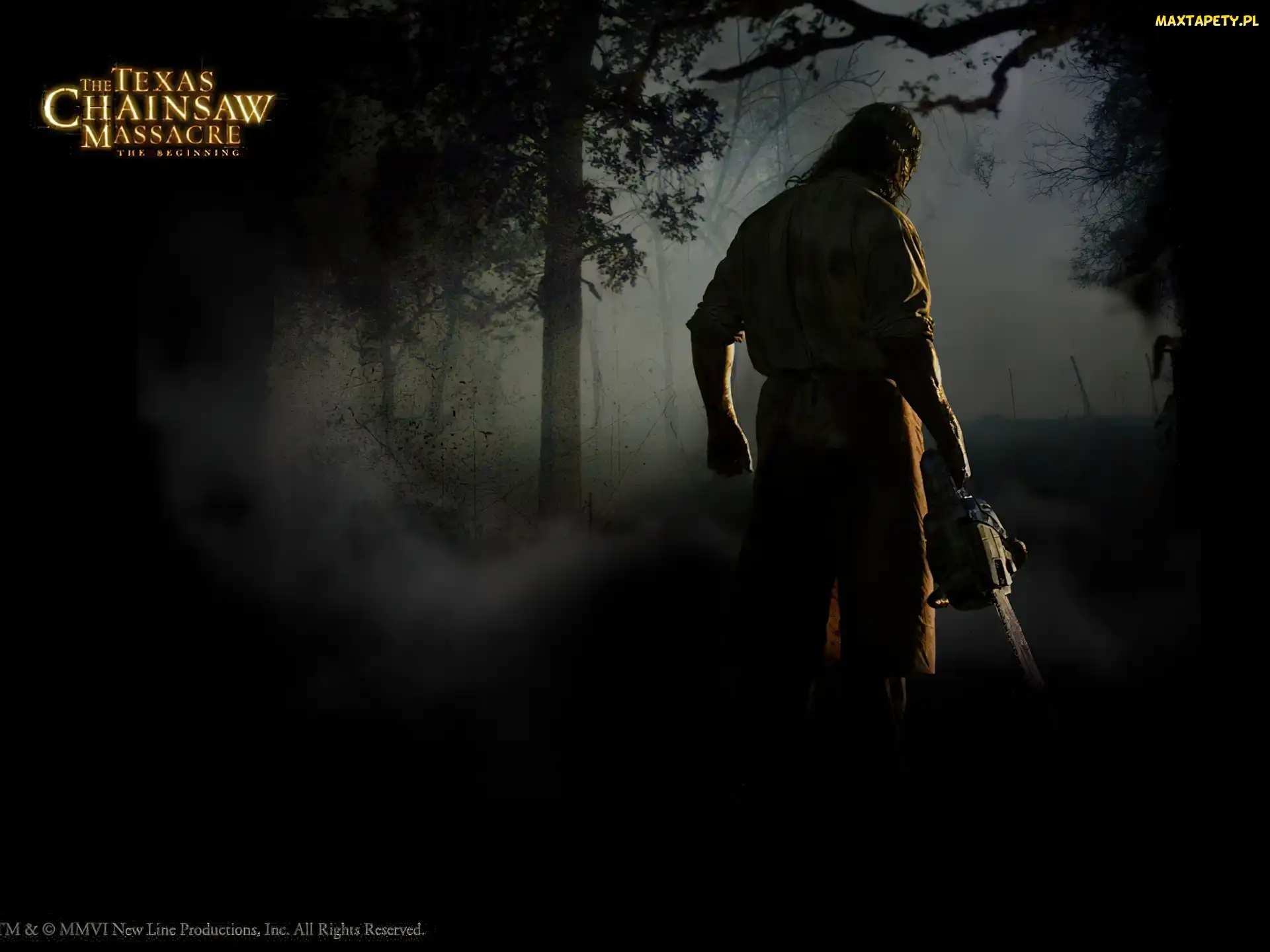 las, napis, piła łańcuchowa, noc, Texas Chainsaw Massacre The Beginning