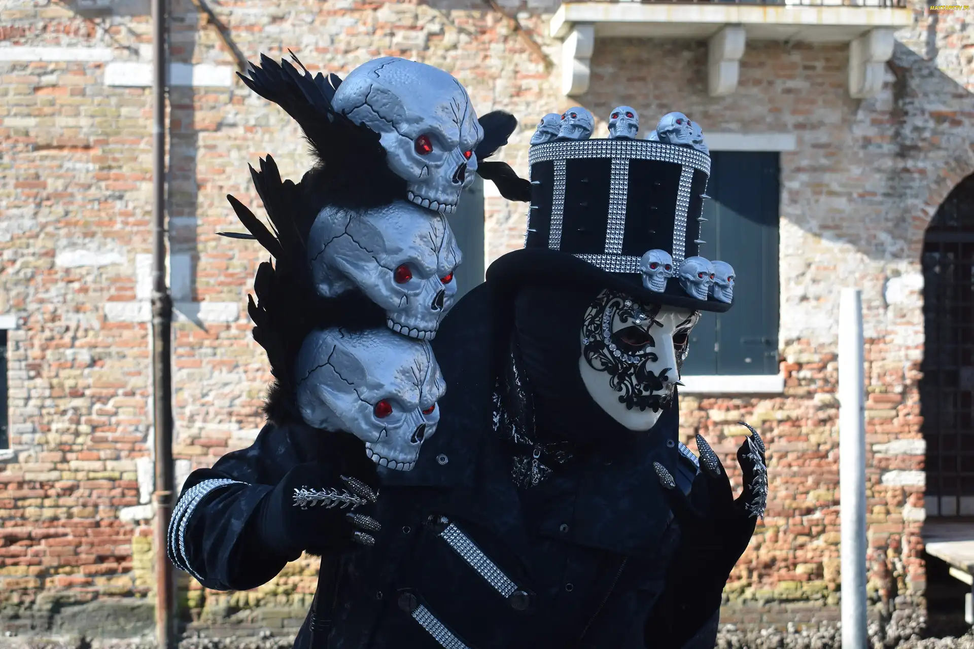 Czaszki, Kapelusz, Karnawał, Człowiek, Maskarada, Maska