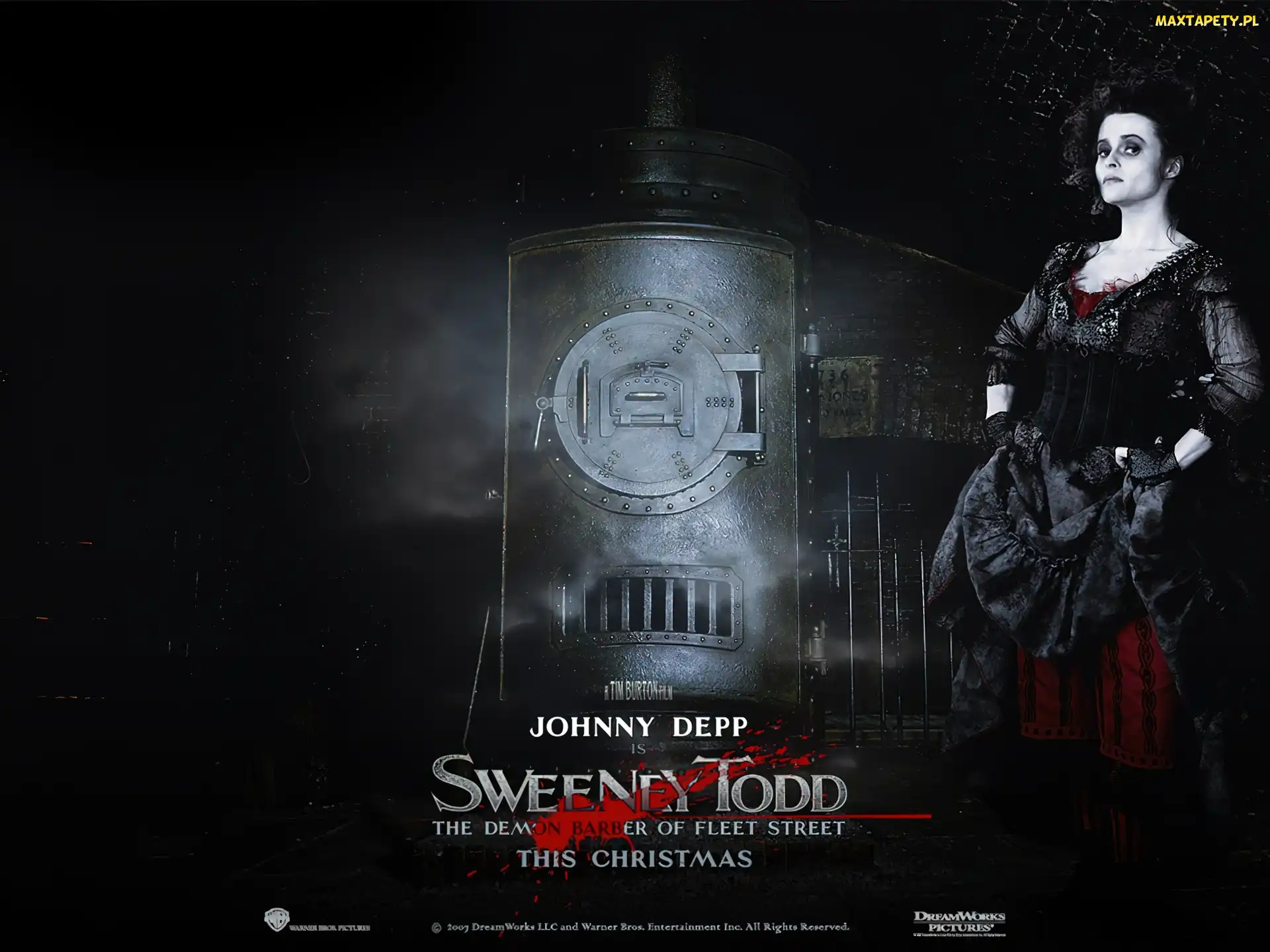 Helena Bonham Carter, maszyna, para, ciemno, Sweeney Todd