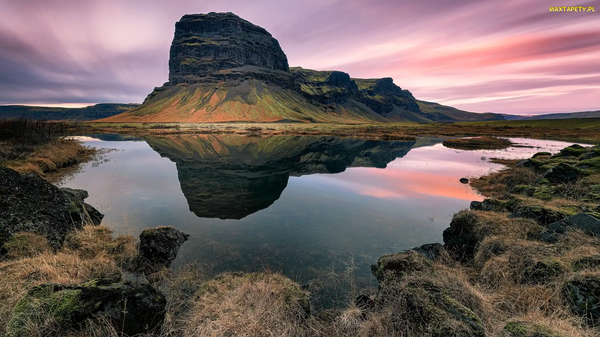 Góra, Odbicie, Jezioro, Lomagnupur, Islandia