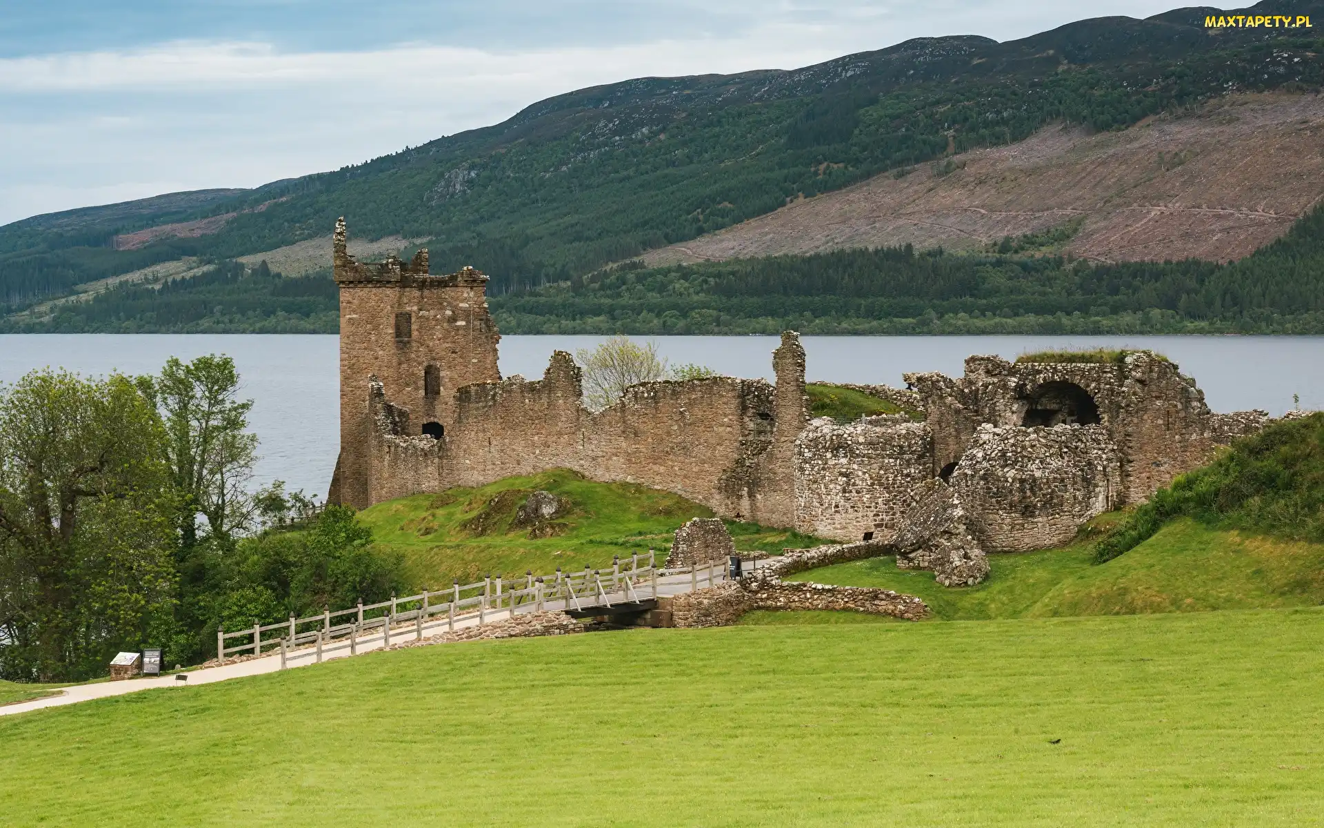 Droga, Ruiny, Drumnadrochit, Most, Zamek Urquhart, Szkocja, Jezioro Loch Ness