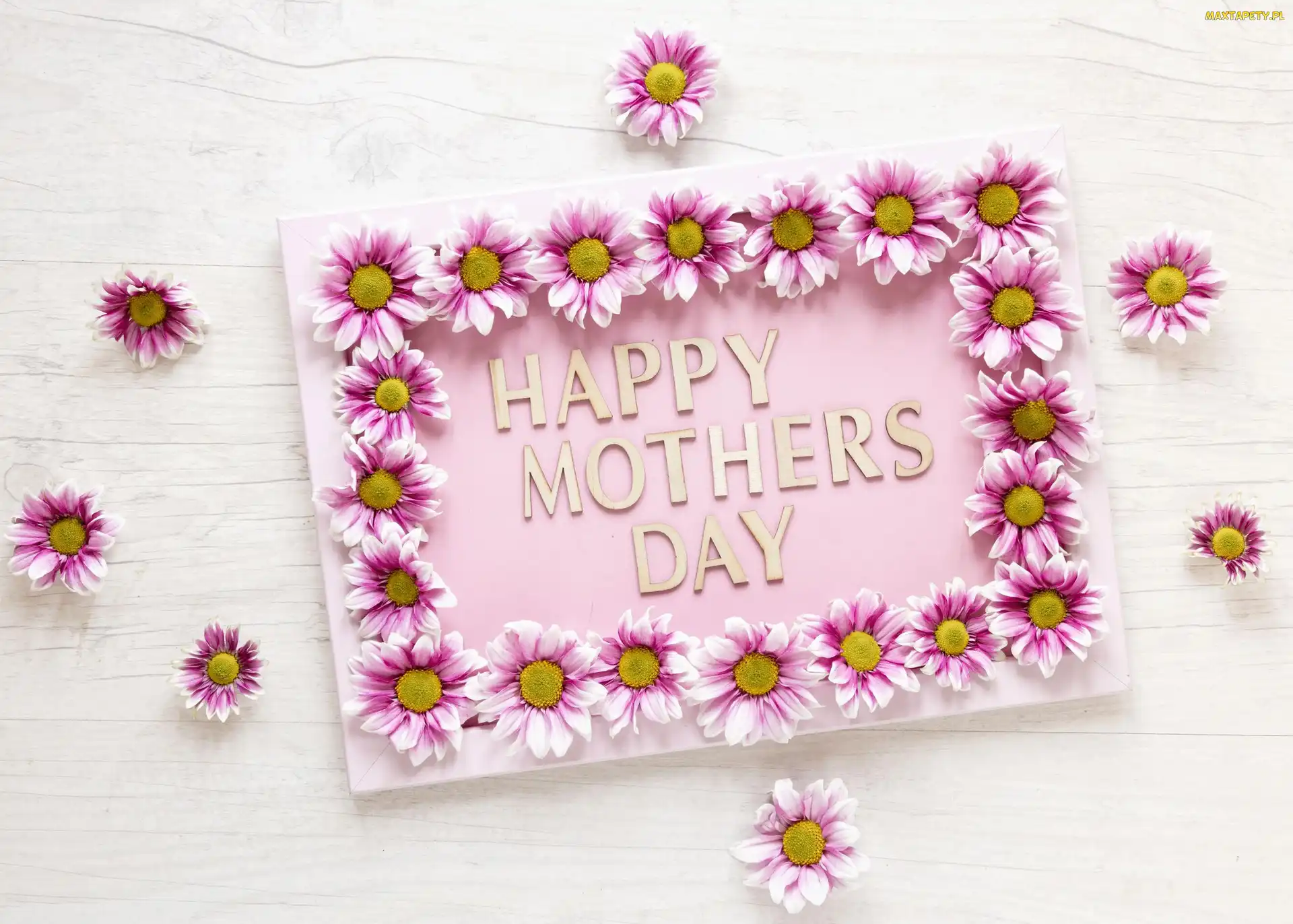Ramka, Kwiaty, Happy Mothers Day, Napis, Dzień Matki