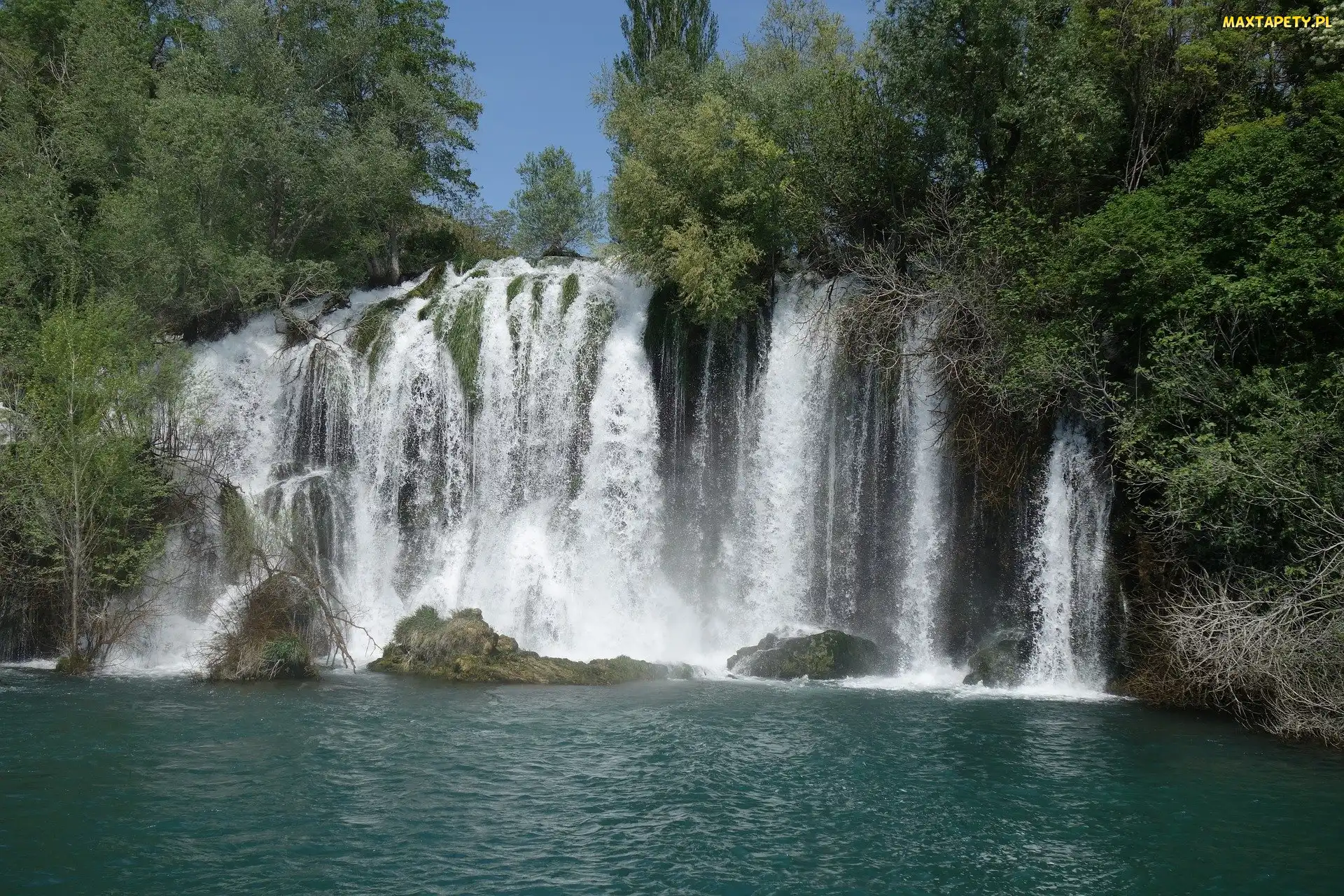 Drzewa, Chorwacja, Park Narodowy Krka, Wodospad