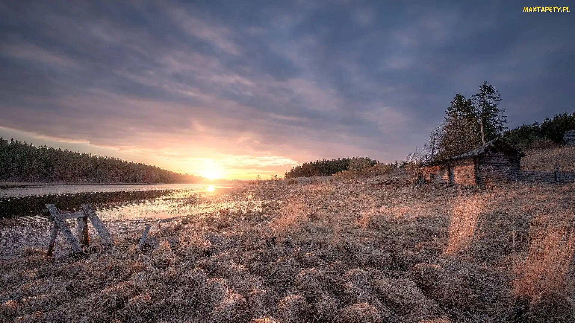 Karelia, Trawa, Drewniany, Rosja, Pole, Jezioro Ładoga, Dom