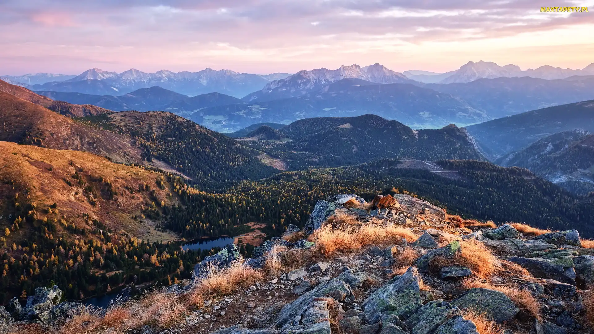 Góry, Kamienie, Skały, Austria, Trawa, Lasy, Rottenmanner und Wolzer Tauern, Niskie Taury, Jesień