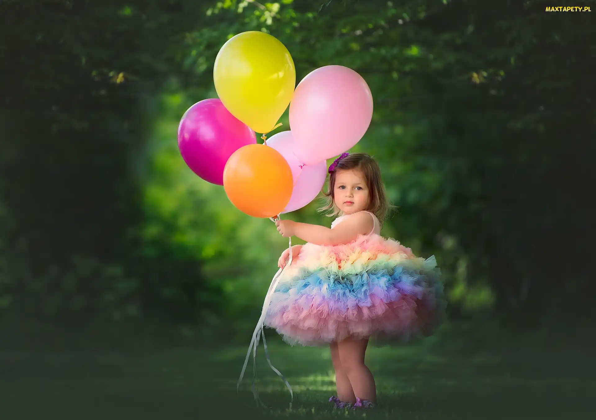 Balony, Sukienka, Dziewczynka, Kolorowa