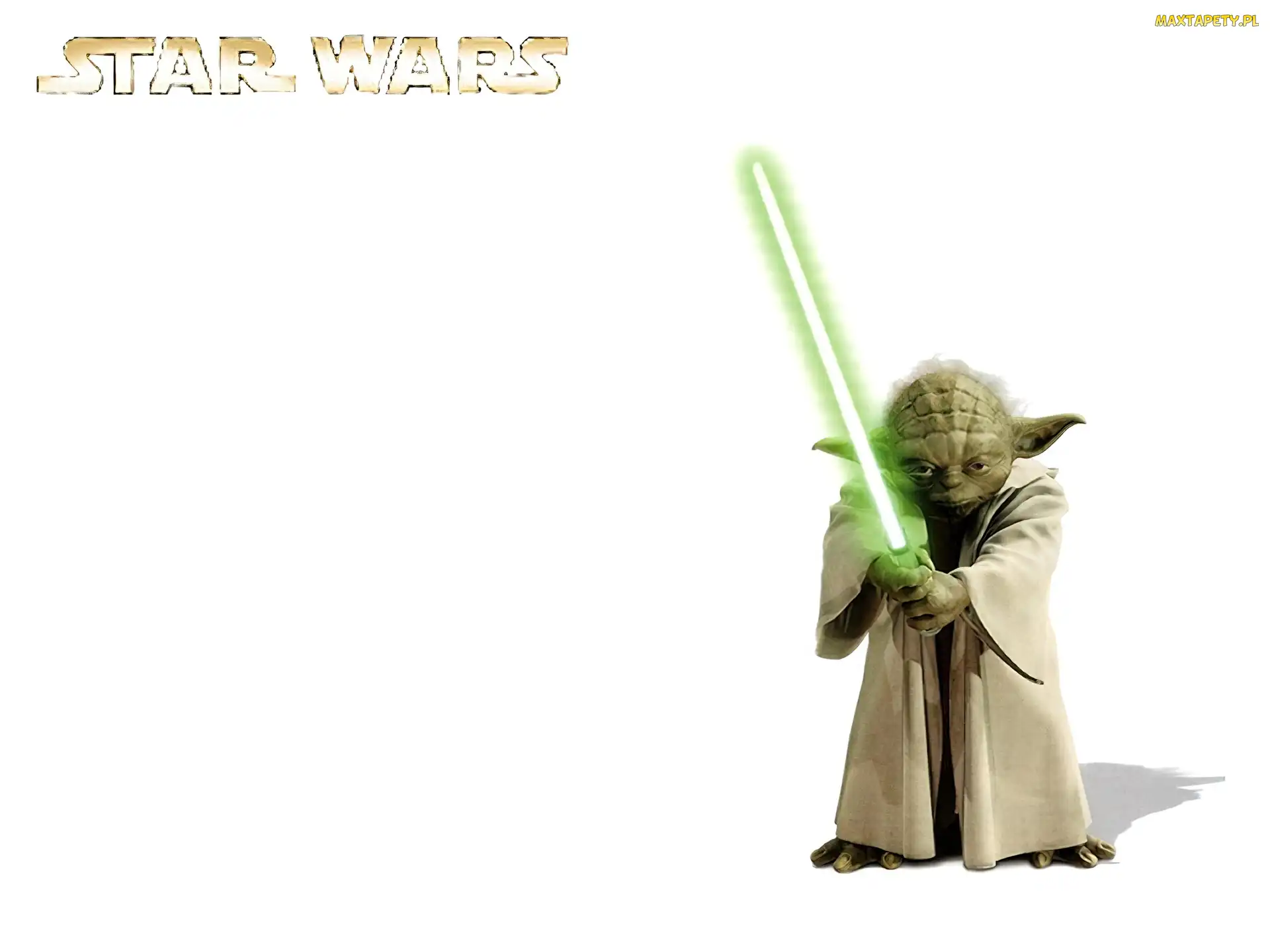 Yoda, laser, białe tło, Star Wars