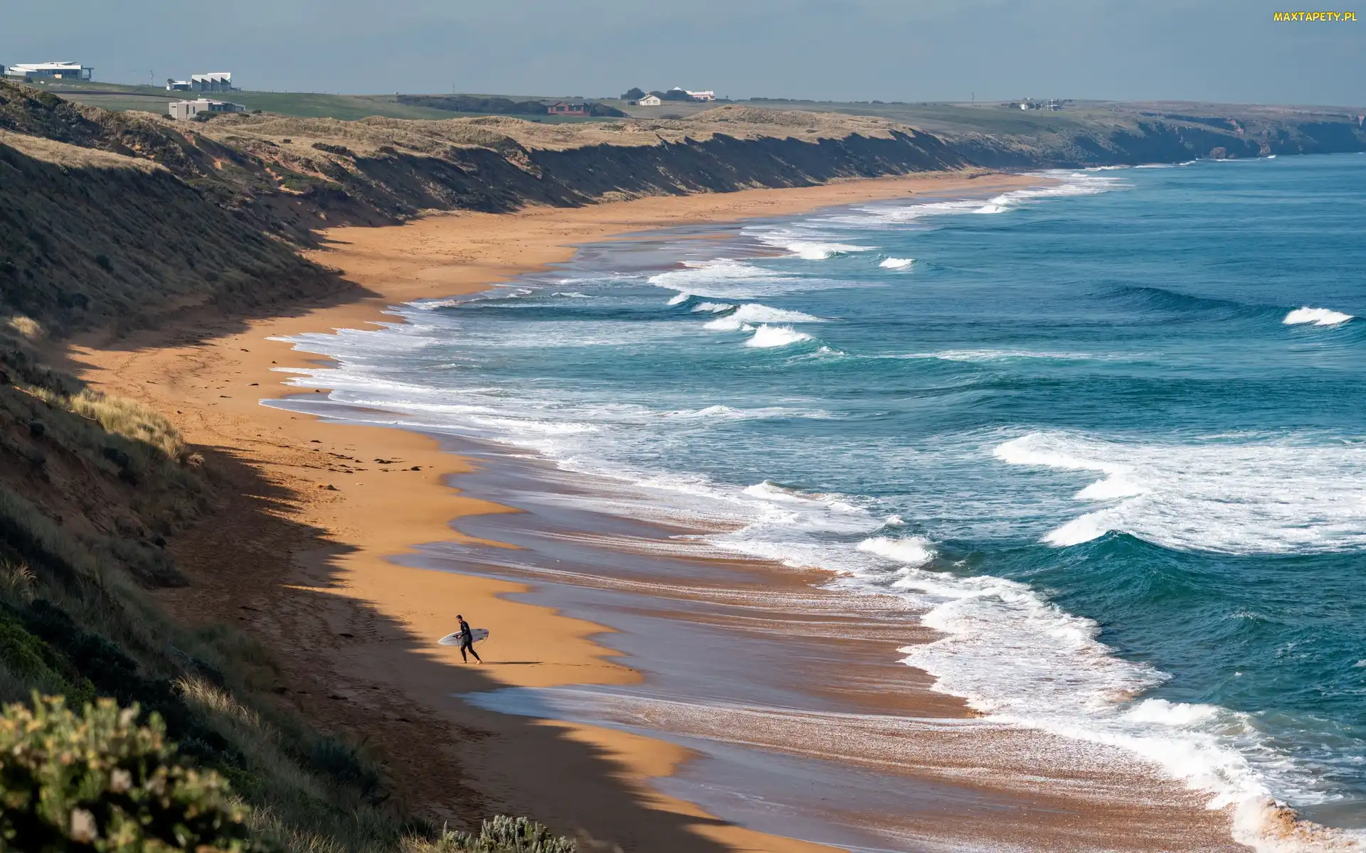 Plaża, Surfer, Fale, Morze, Wybrzeże