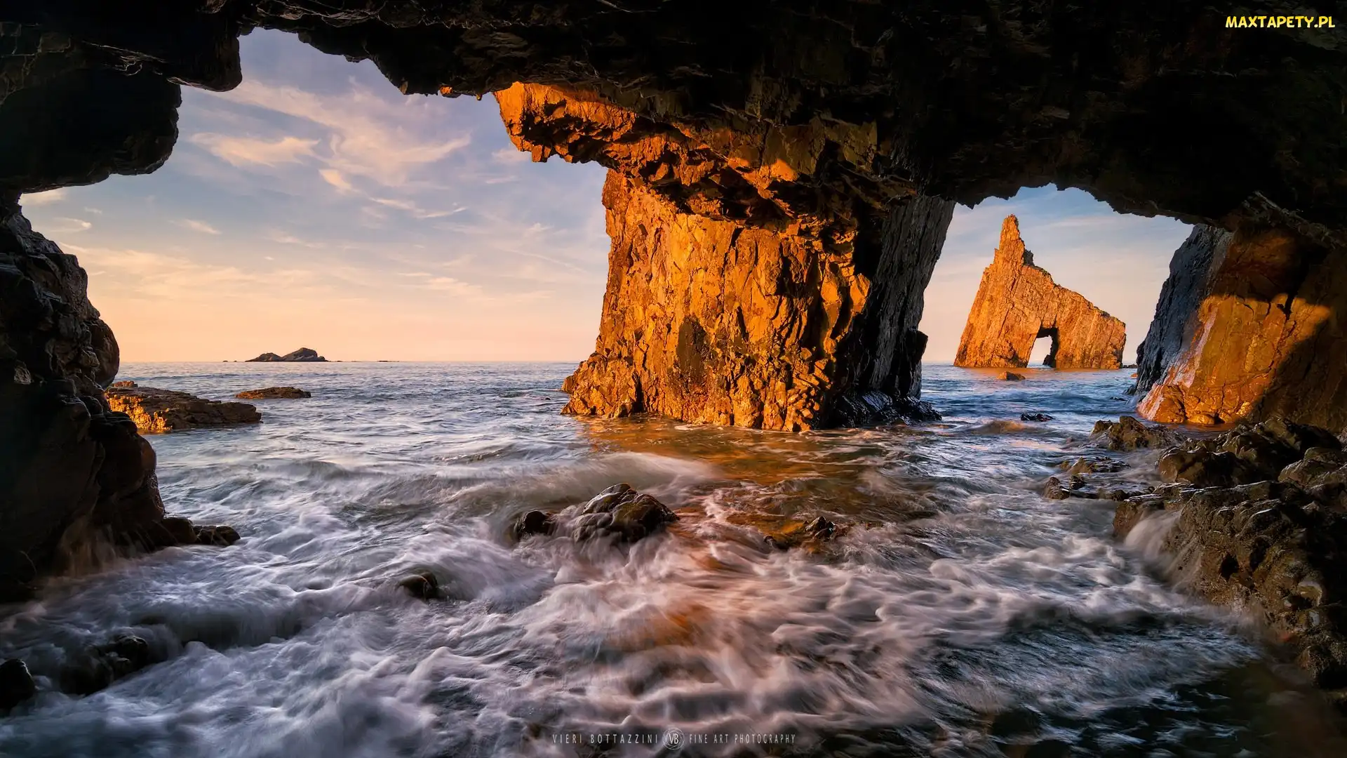 Morze, Hiszpania, Playa de Campiecho, Skały