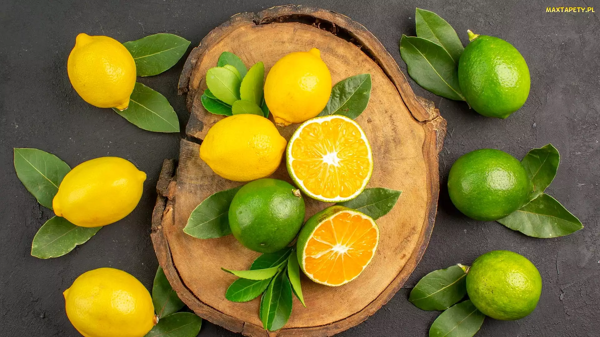Drewno, Liście, Cytryny, Limonki