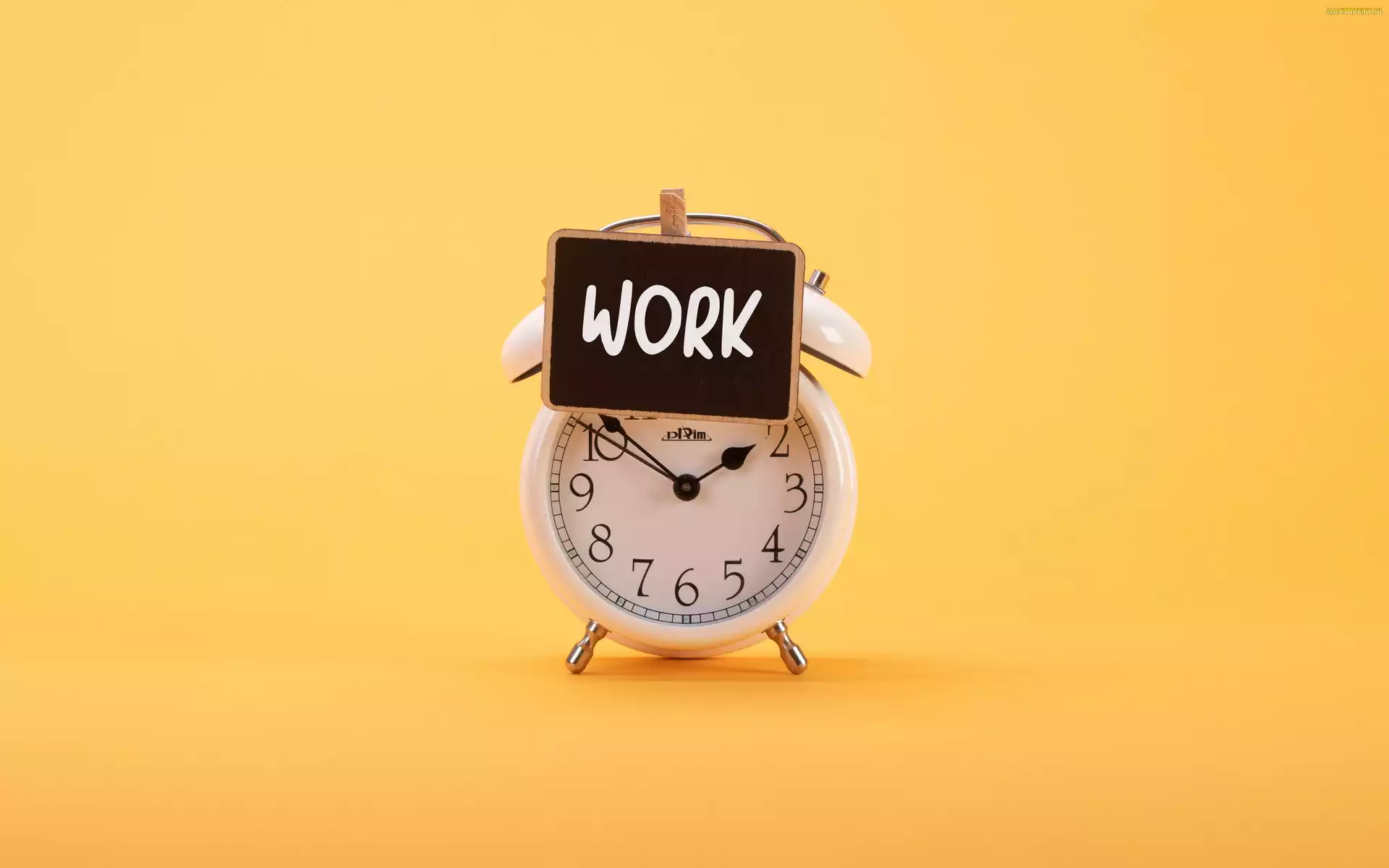 Praca, Work, Budzik, Słowo