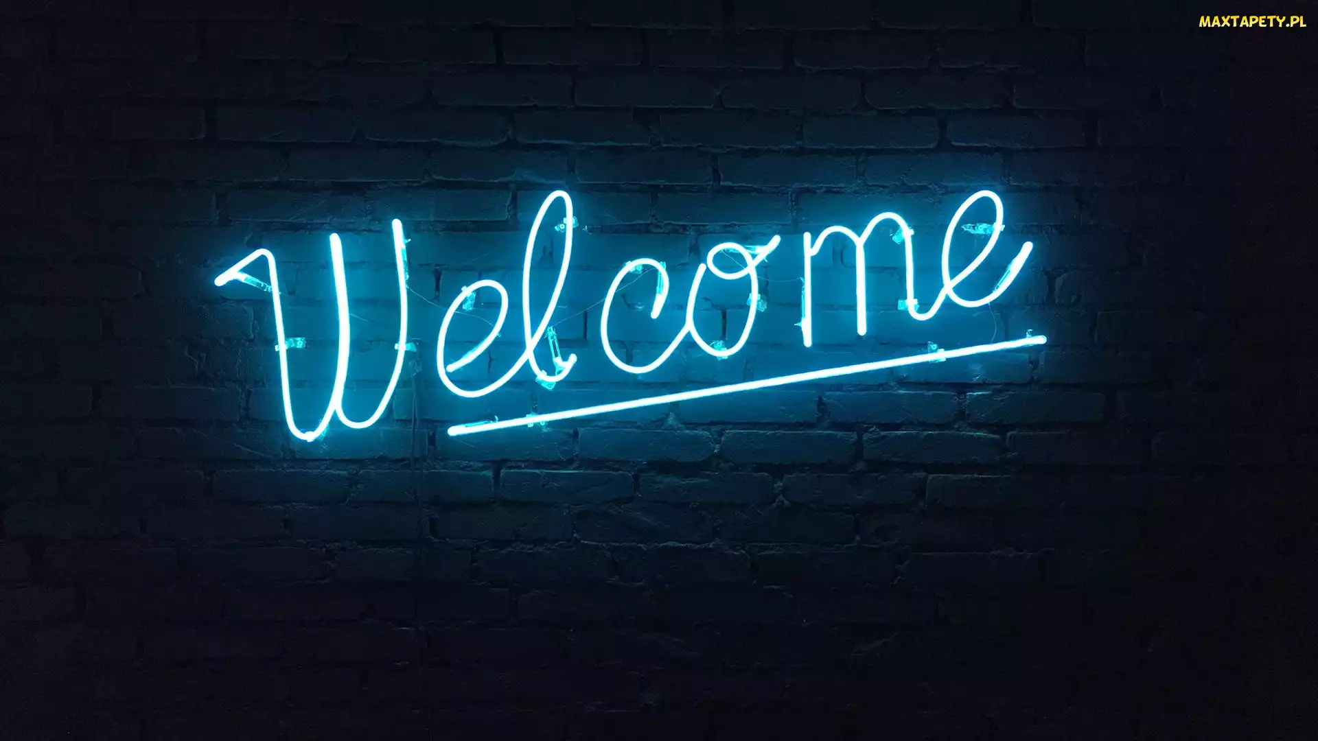 Świetlny, Mur, Welcome, Napis, Neon