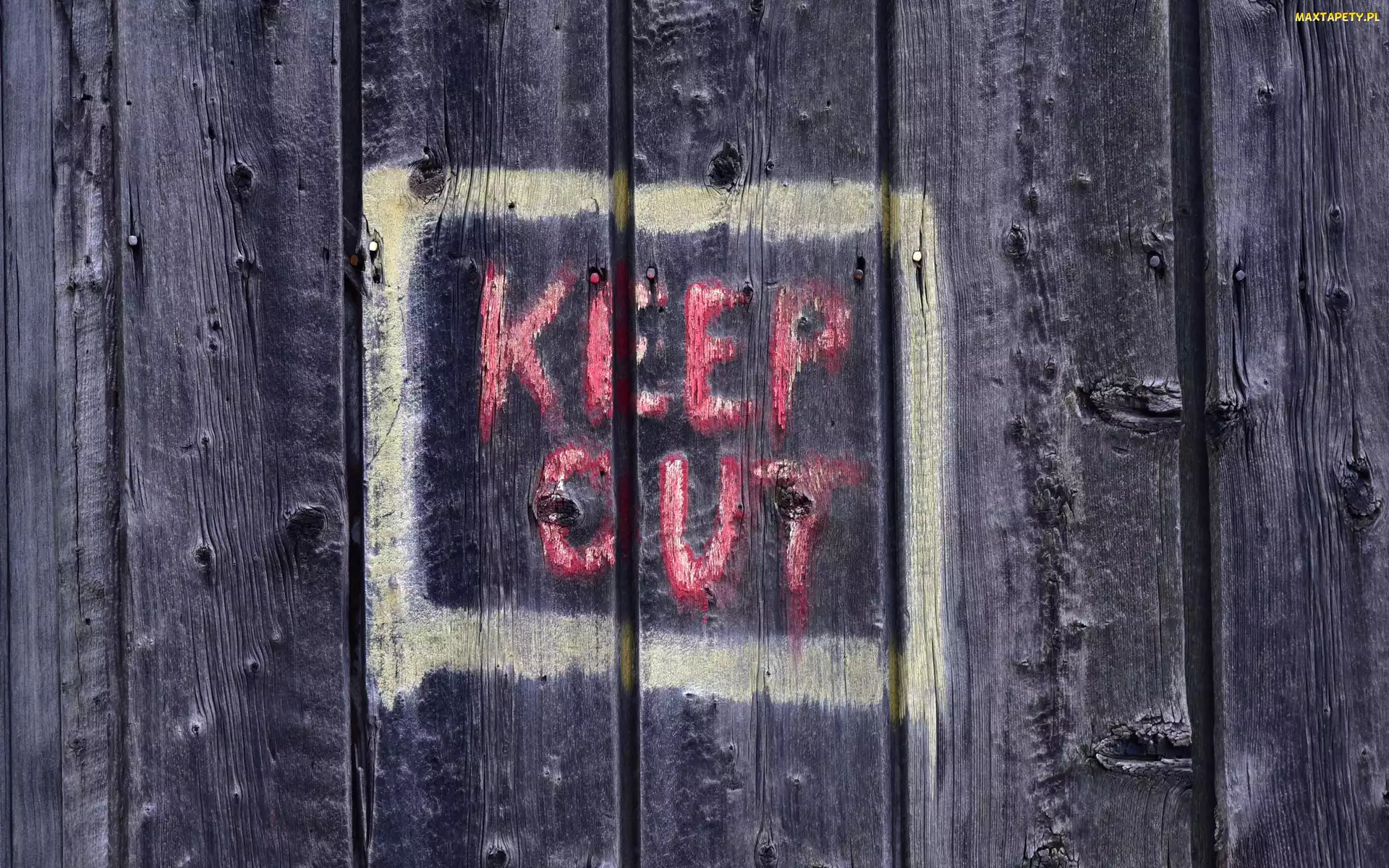 Drewno, Ogrodzenie, Keep out, Deski, Napis, Ostrzeżenie, Nie wchodzić
