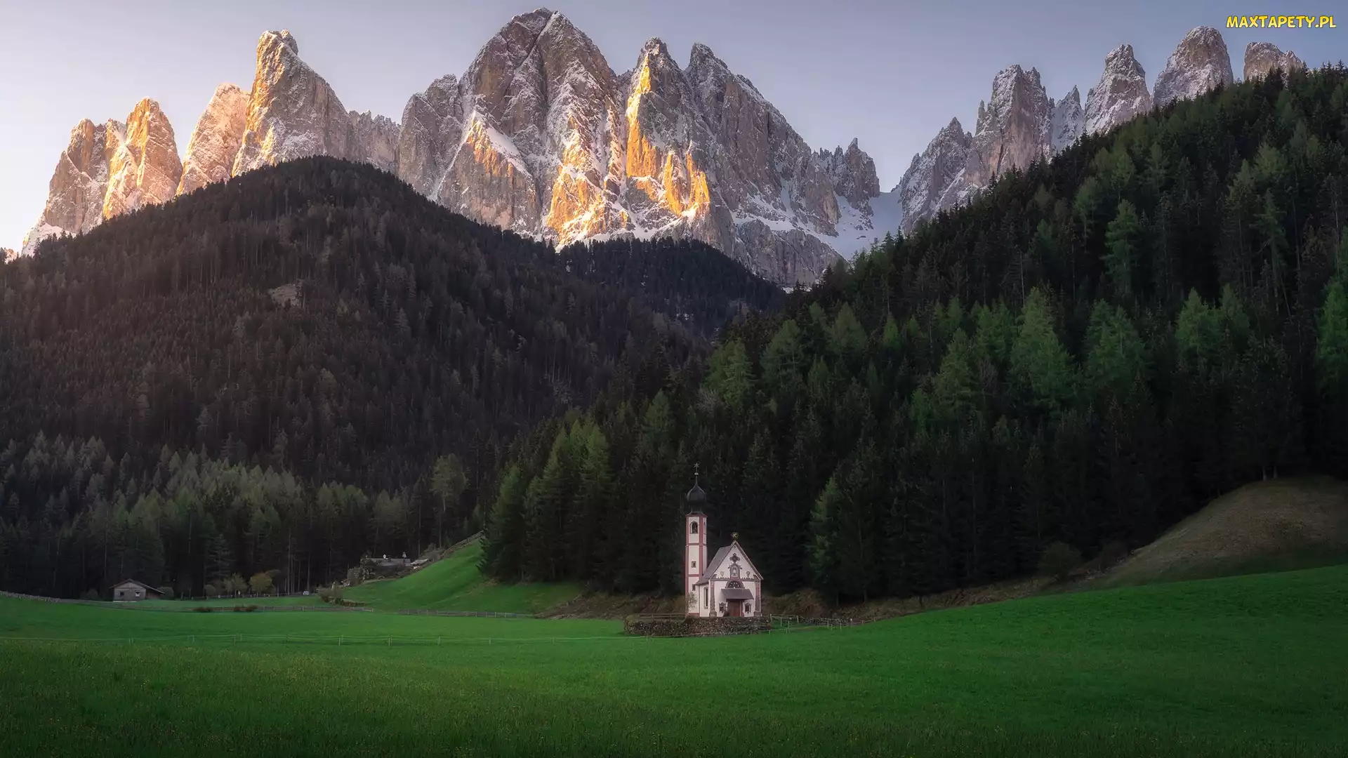 Las, Val di Funes, Kościół św Jana, Dolina, Dolomity, Góry, Włochy, Góry