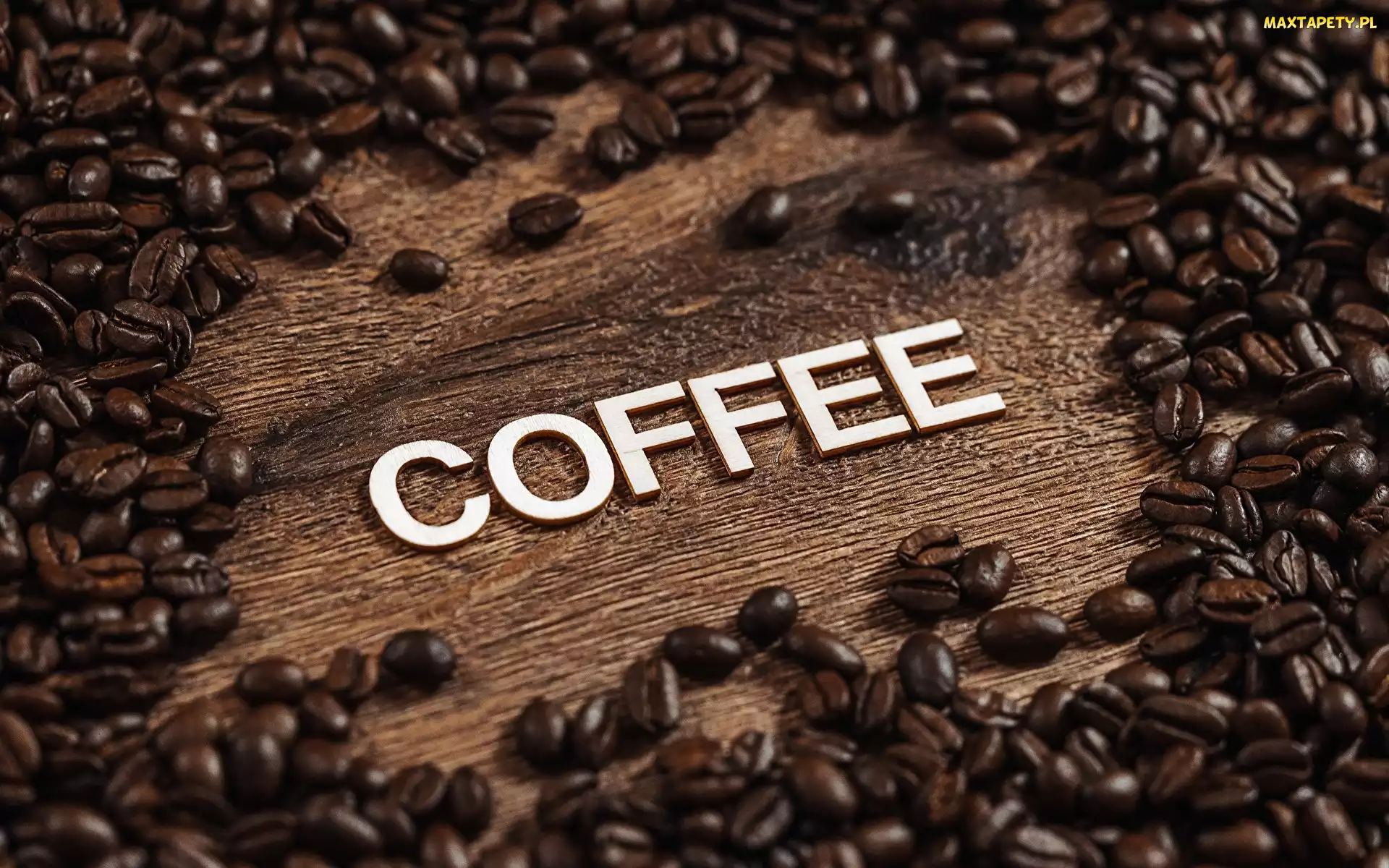 Kawa, Coffee, Napis, Deska, Ziarna