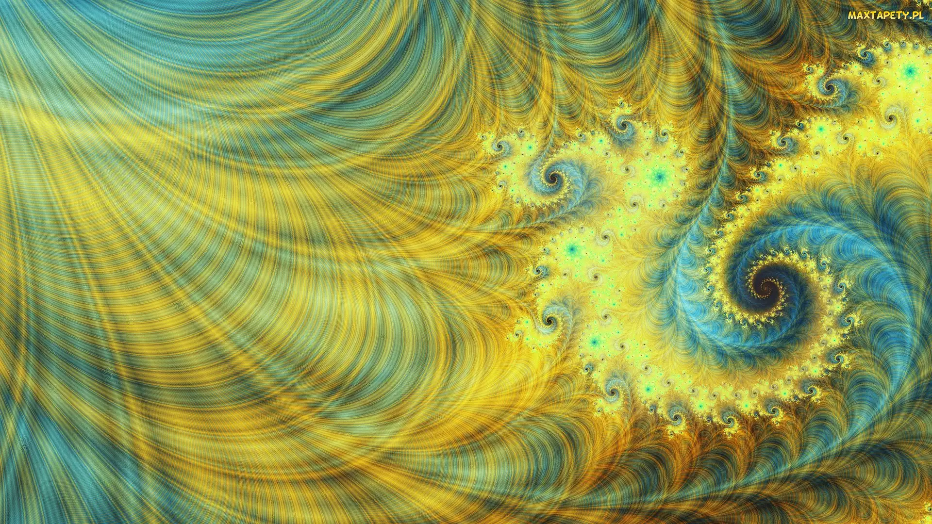Fraktal, Spirale, Żółto-niebieski