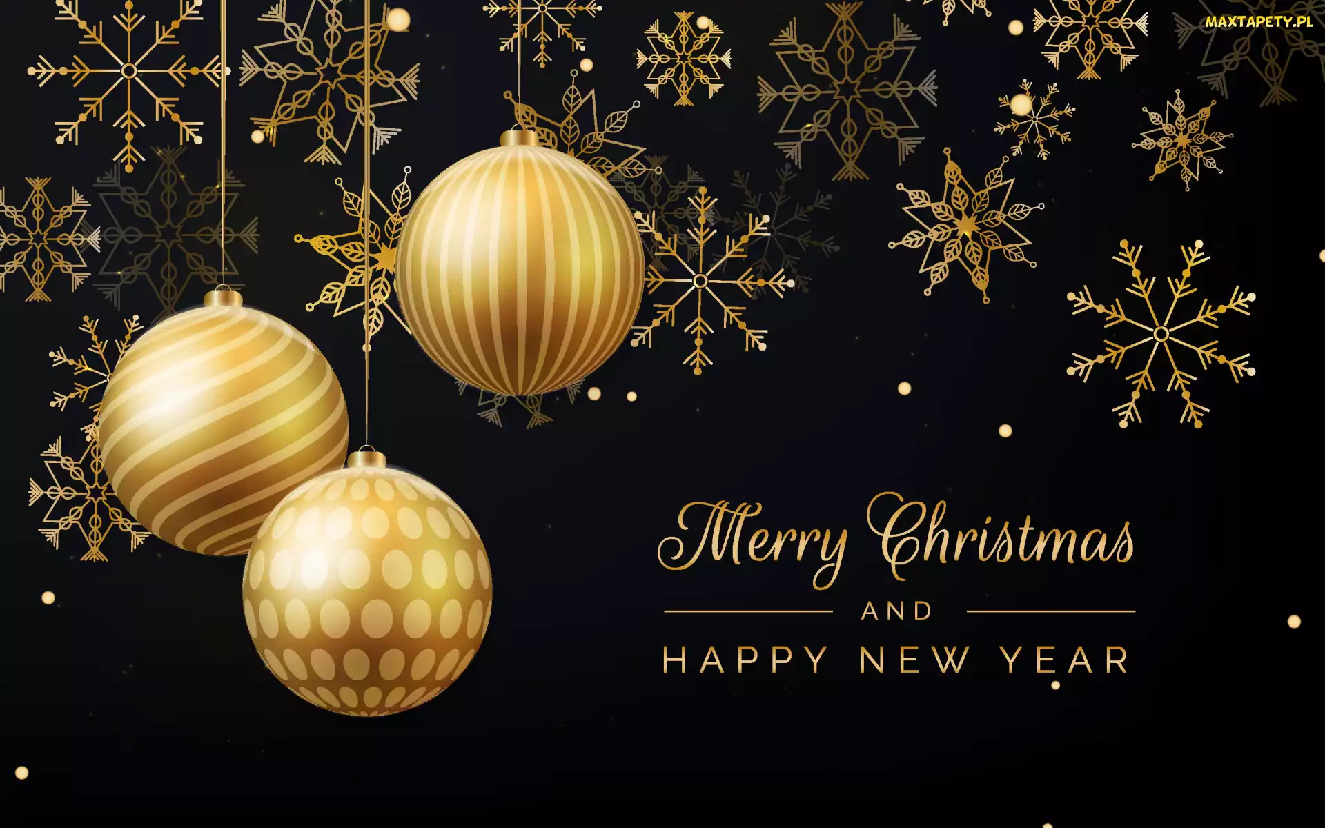 Czarne tło, Merry Christmas and Happy New Year, Napis, Życzenia