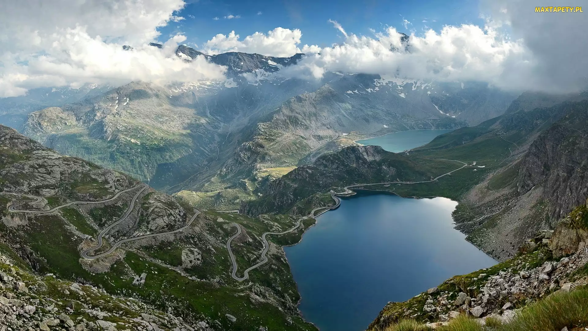 Góry, Nivolet Pass, Kamienie, Włochy, Przełęcz, Drogi, Jezioro, Agnel Lake, Mgła