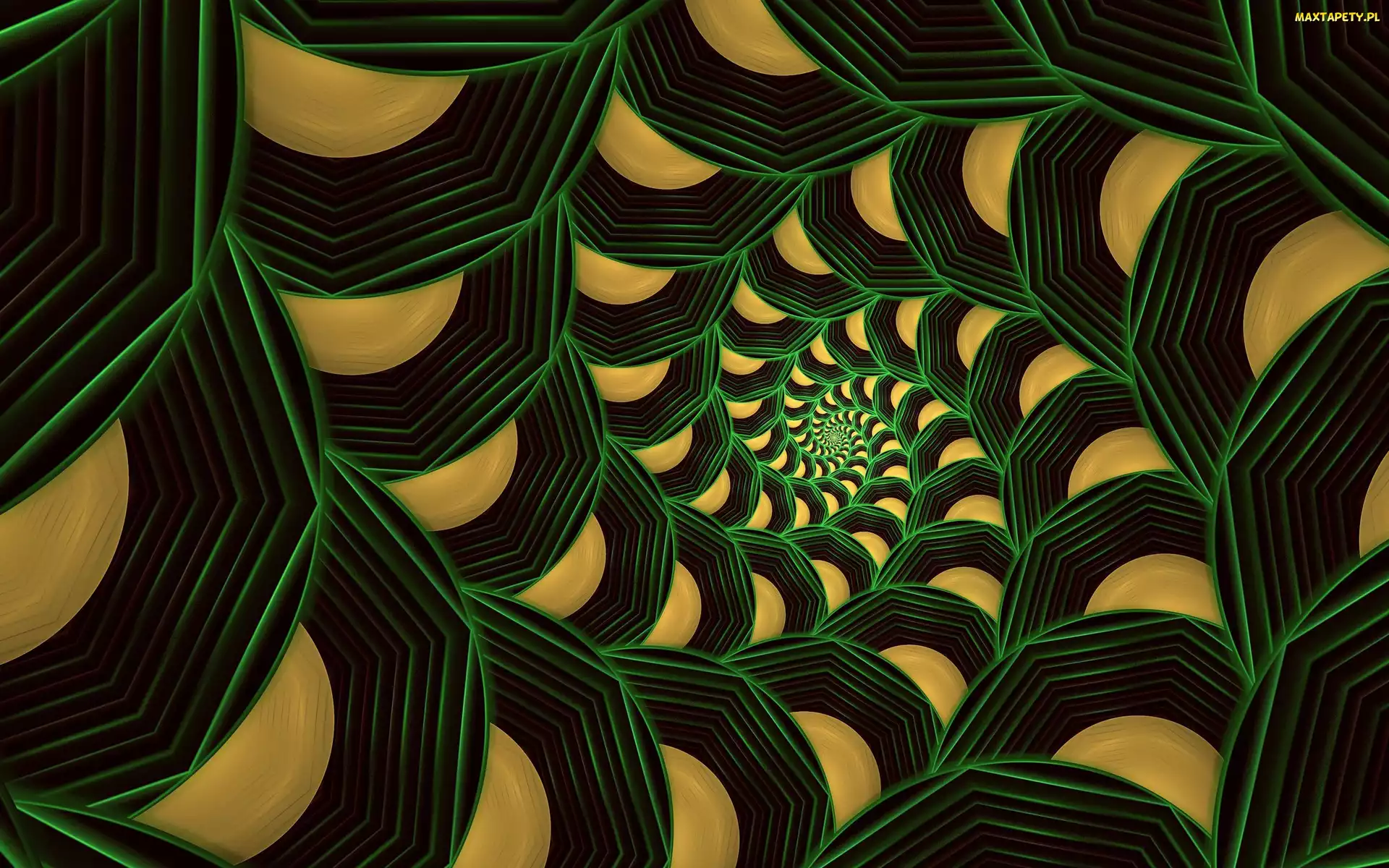 Wzór, Spiralny, Żółto-zielony, Fraktal