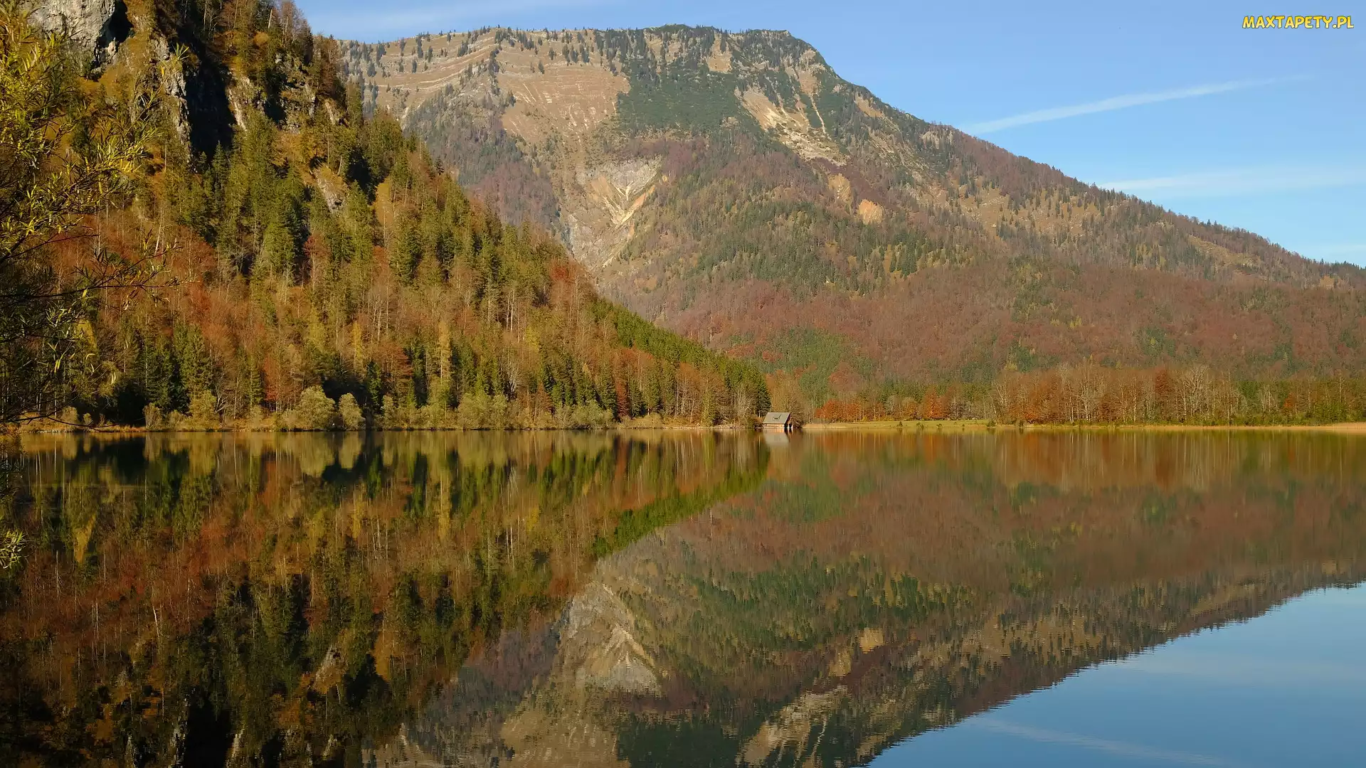 Jezioro, Odbicie, Lasy, Drzewa, Góry