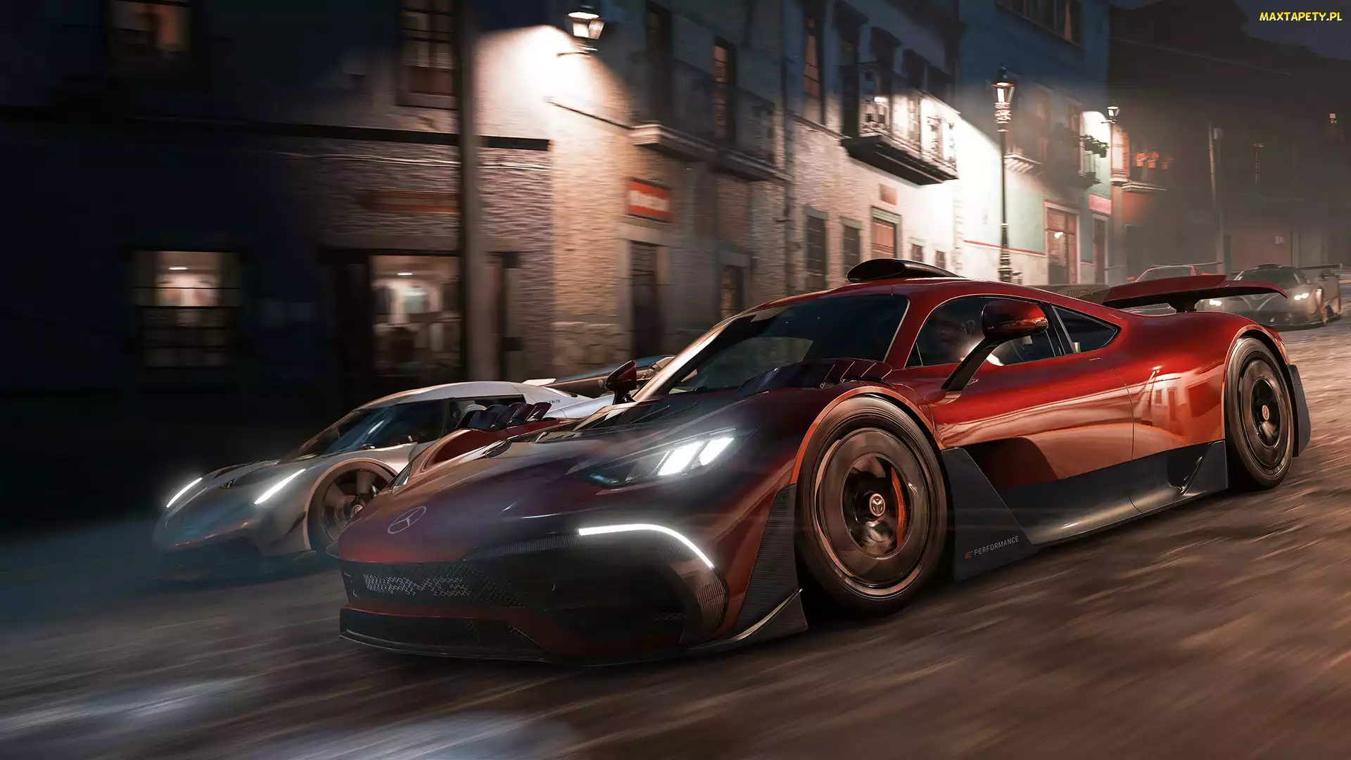 Mercedes AMG, Czerwony, Gra, Forza Horizon 5