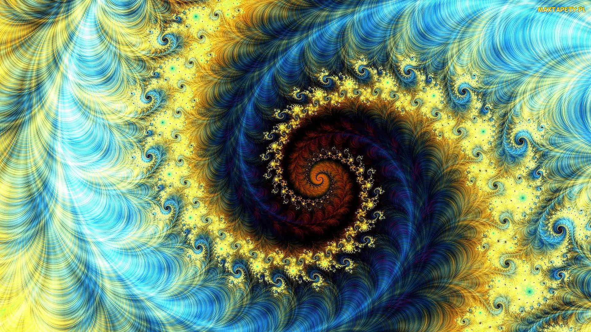 Fraktal, Spirale, Żółto-niebieski