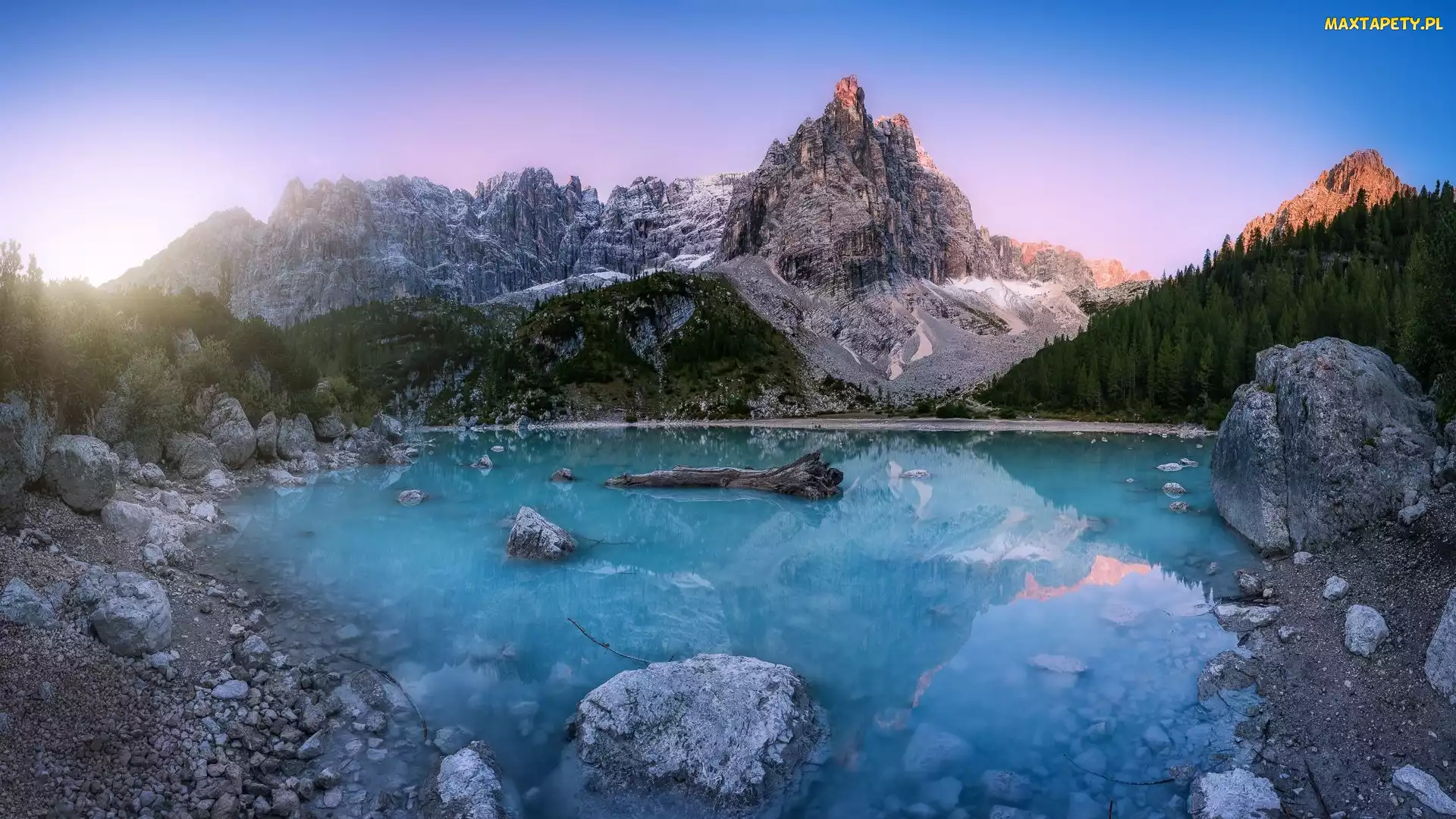 Prowincja Belluno, Masyw Sorapiss, Włochy, Dolomity, Kamienie, Góry, Drzewa, Jezioro Sorapis