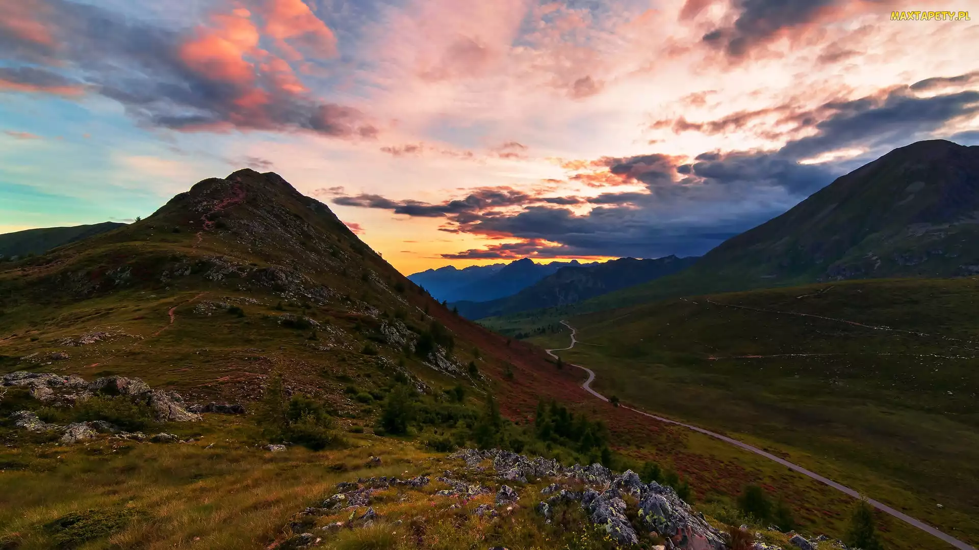 Przełęcz, Niebo, Skały, Włochy, Kolorowe, Droga, Mortirolo Pass, Góry, Alpy