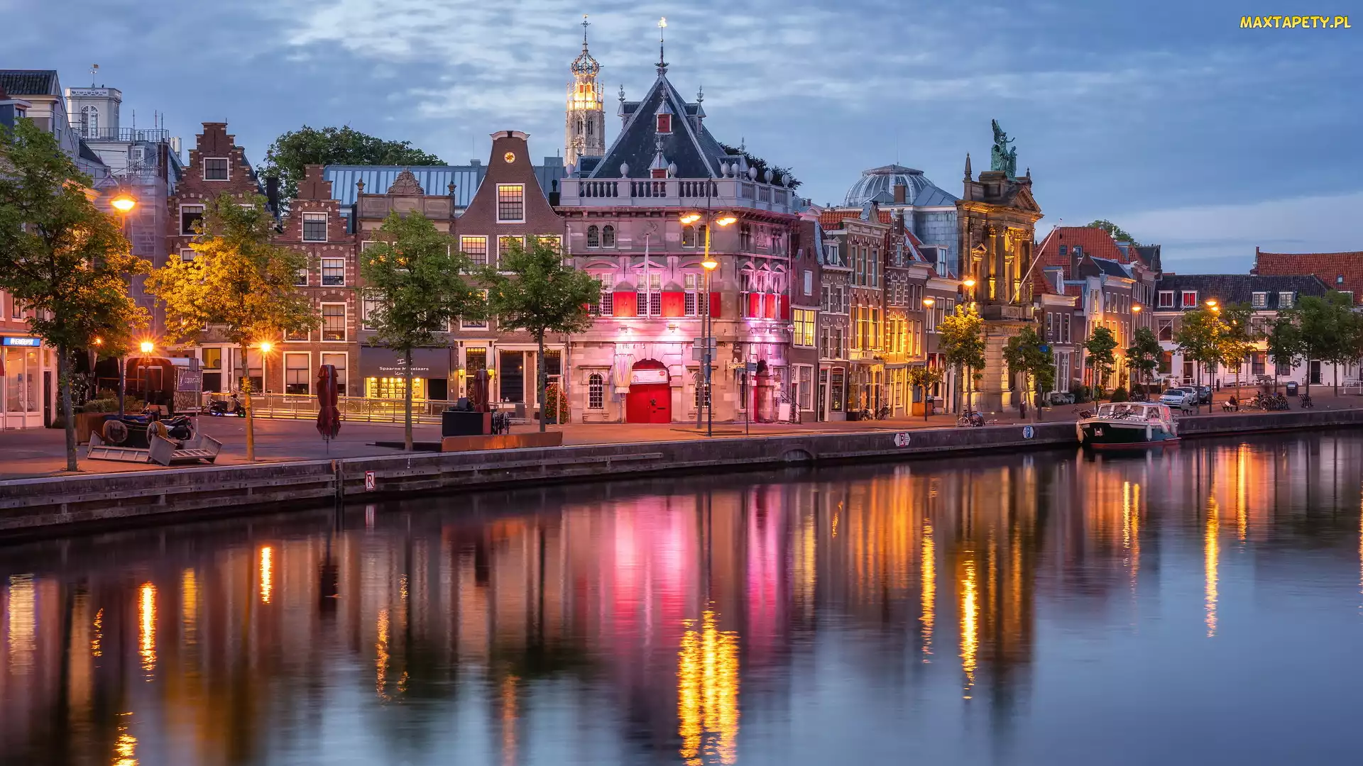Domy, Rzeka Spaarne, Holandia, Haarlem