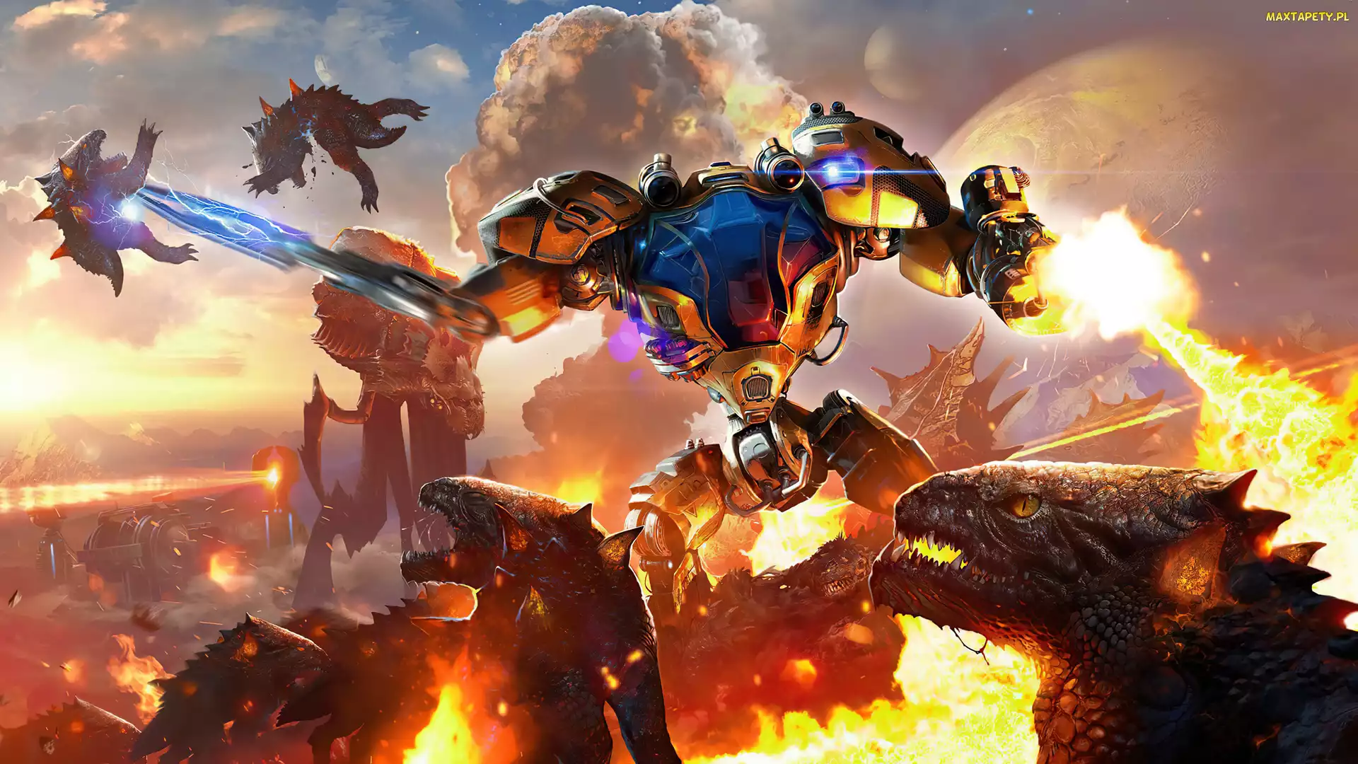 The Riftbreaker, Kombinezon, Gra, Kapitan Ashley S Nowak, Potwory, Robot, Walka, Mecha-Suit