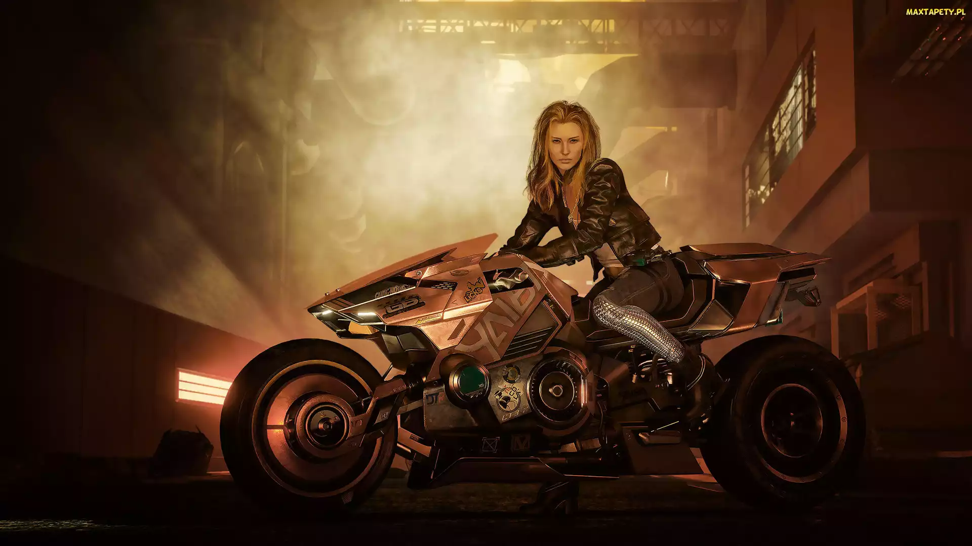 Motocykl, Kobieta, Gra, Cyberpunk 2077