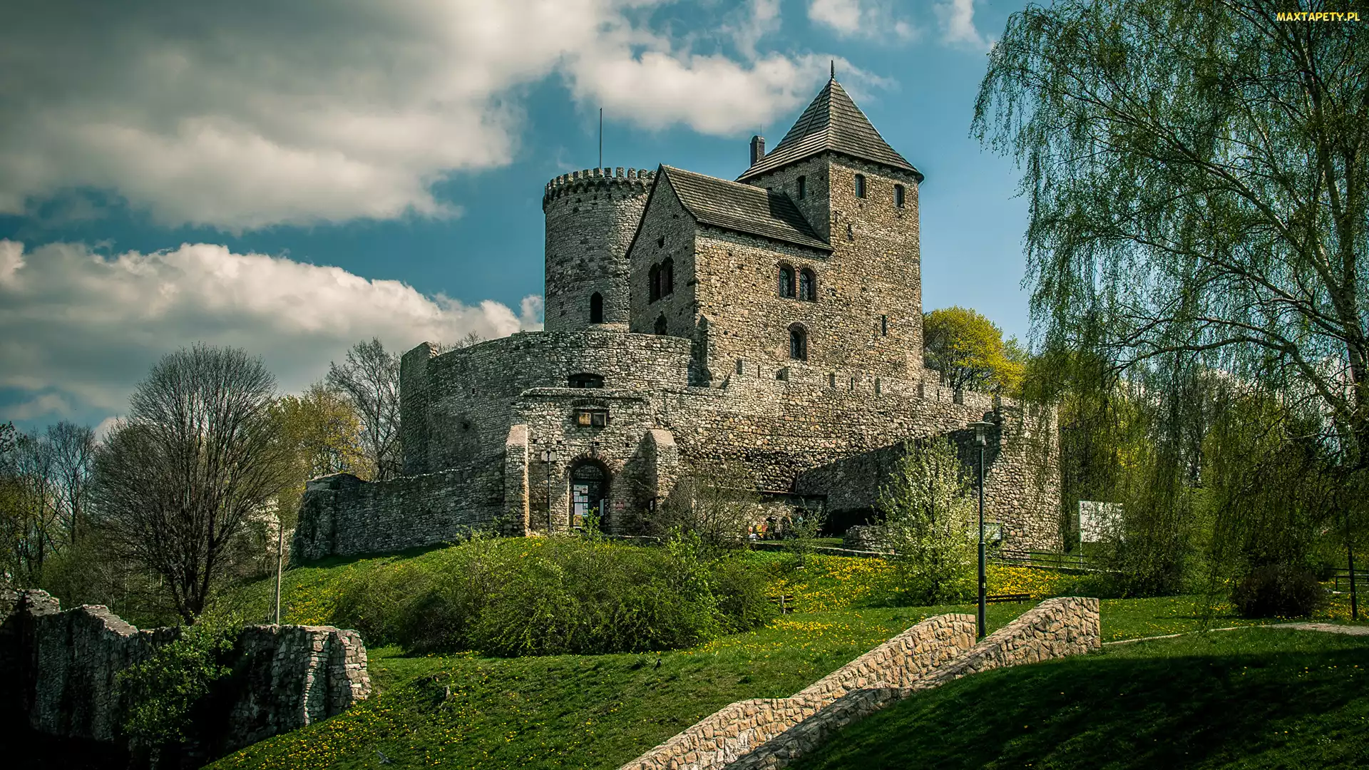 Mur, Wzgórze, Będzin, Trawa, Muzeum Zagłębia, Polska, Zamek