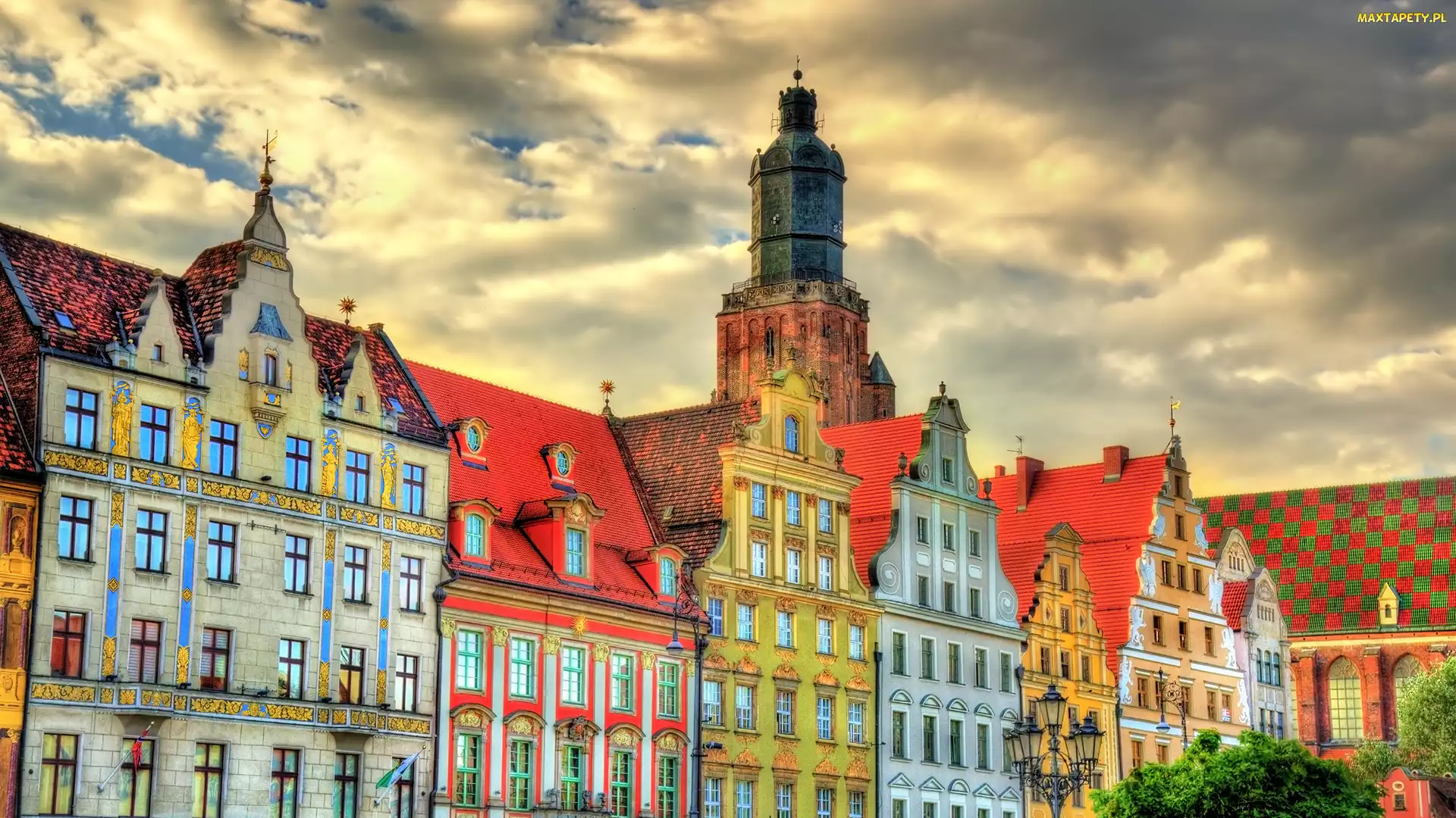 Wieża, Domy, Miasto, Niebo, Kamienice, Polska, Wrocław