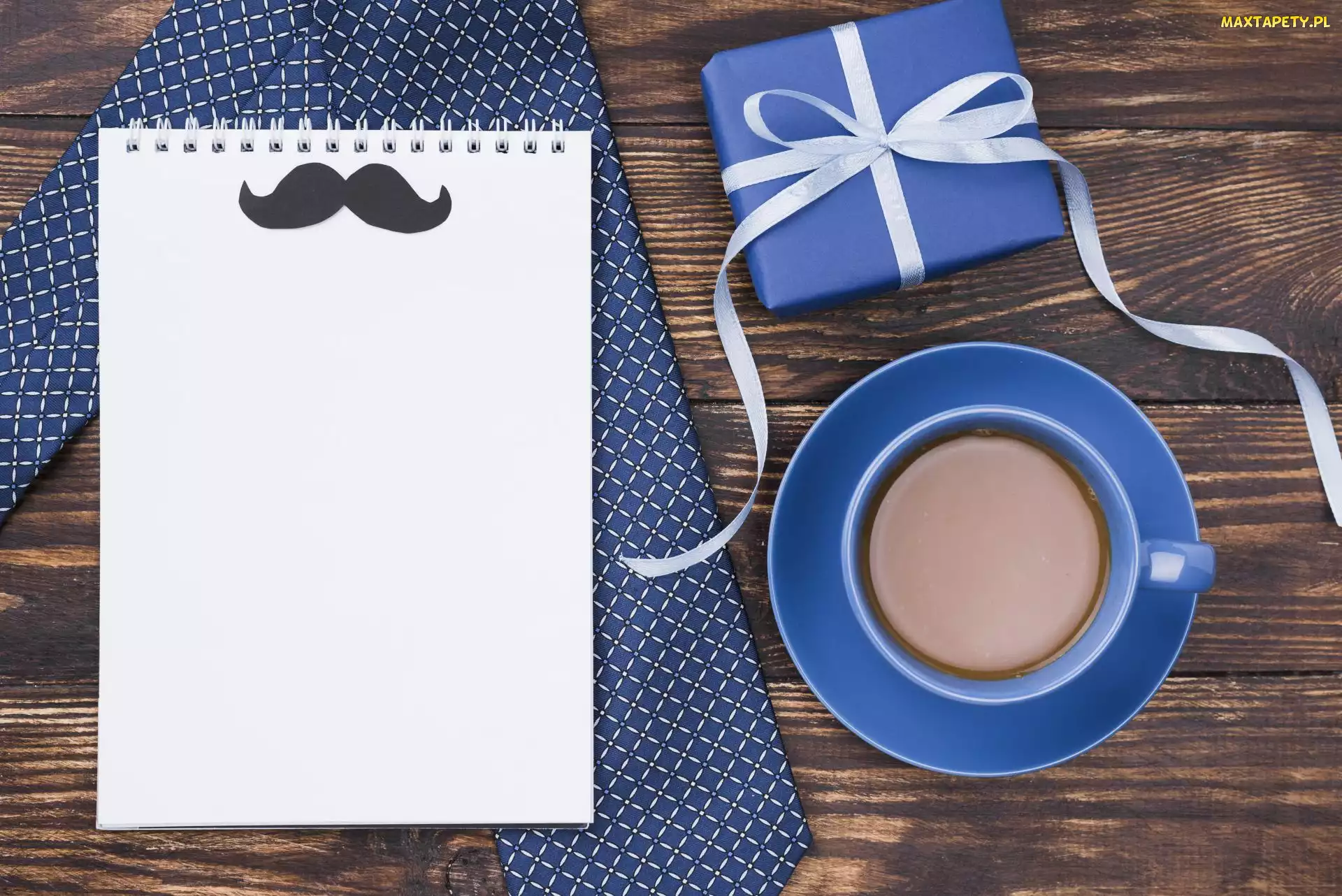 Prezent, Wąsy, Dzień Ojca, Notatnik, Kawa, Krawat, Deski, Filiżanka