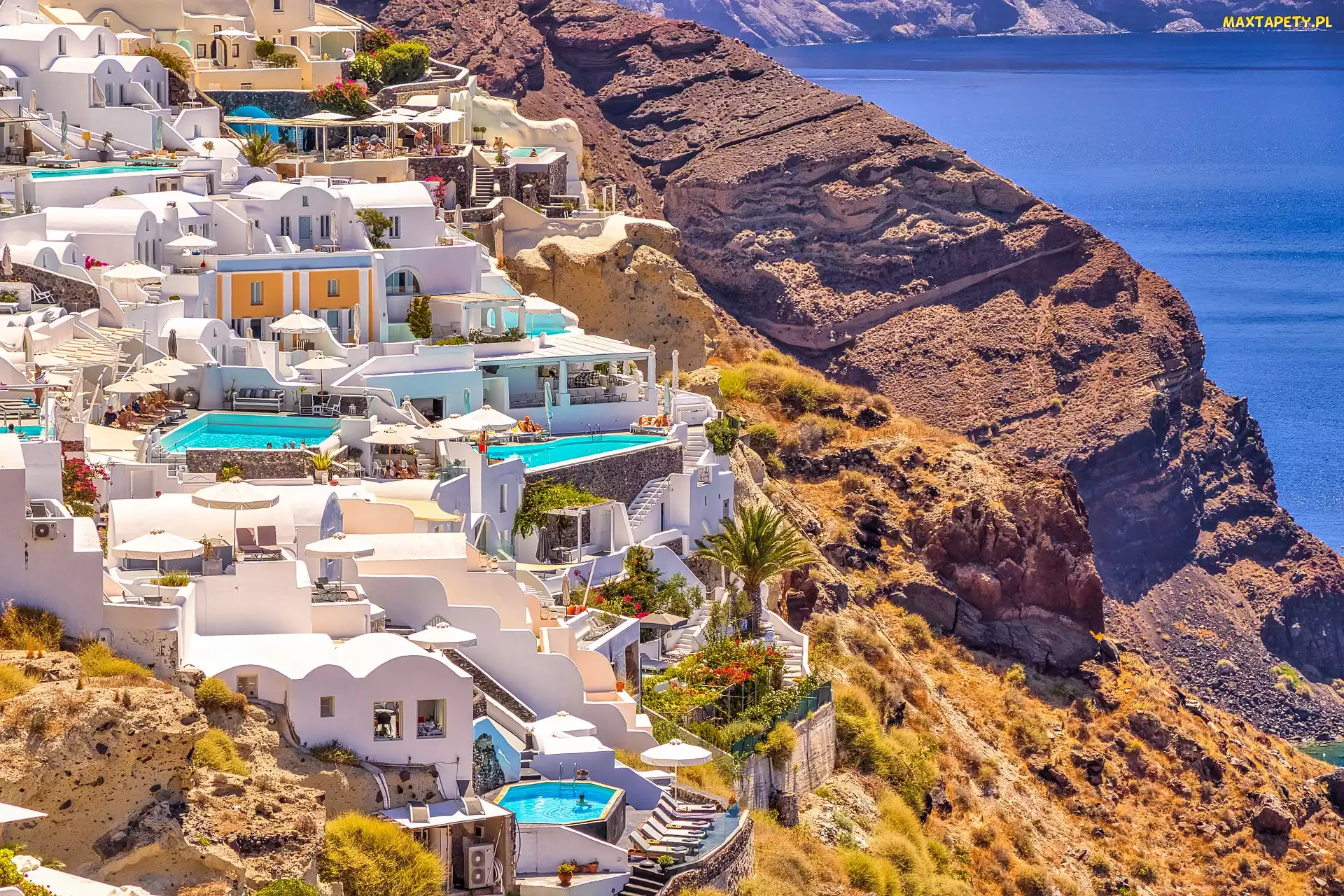 Wyspa, Domy, Oia, Santorini, Grecja