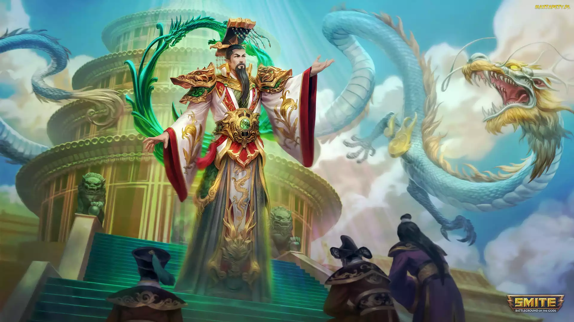 Pałac, Schody, Smite Battleground of the Gods, Smok, Cesarz Yu Huang, Gra, Postać