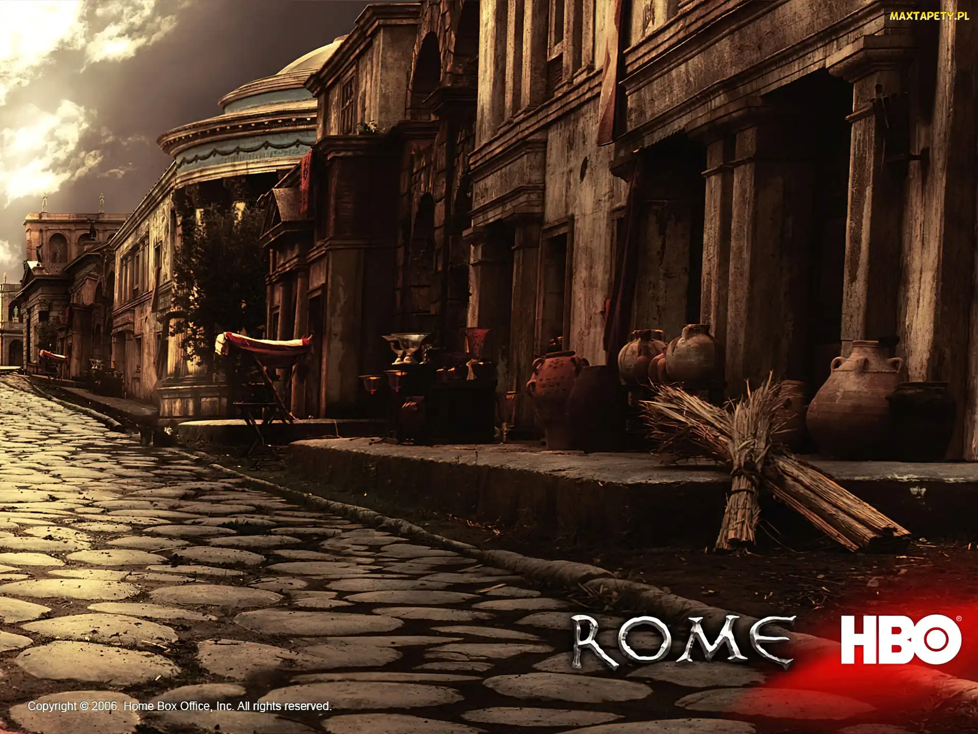 Rome, wazony, stare, budynki, droga