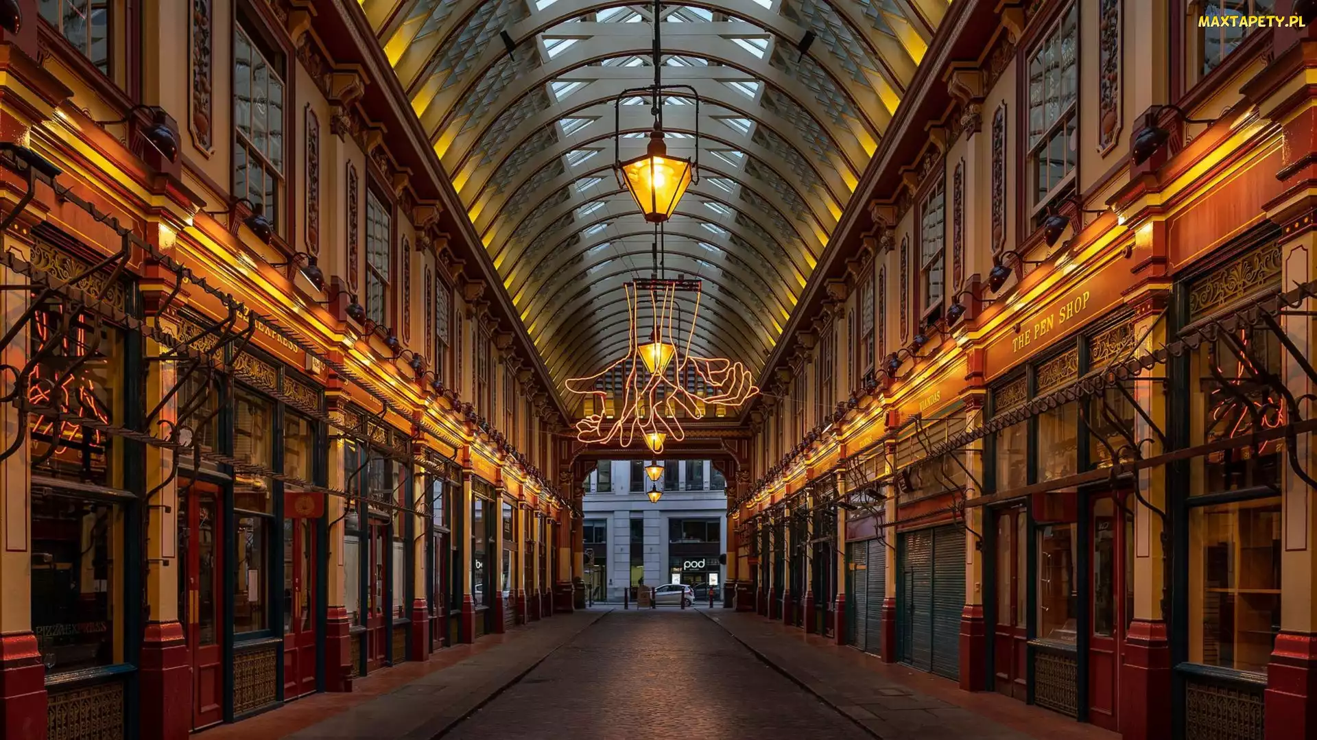 Ulica, Sklepy, Zadaszona, Domy, Londyn, Lampy, Anglia, Leadenhall Market