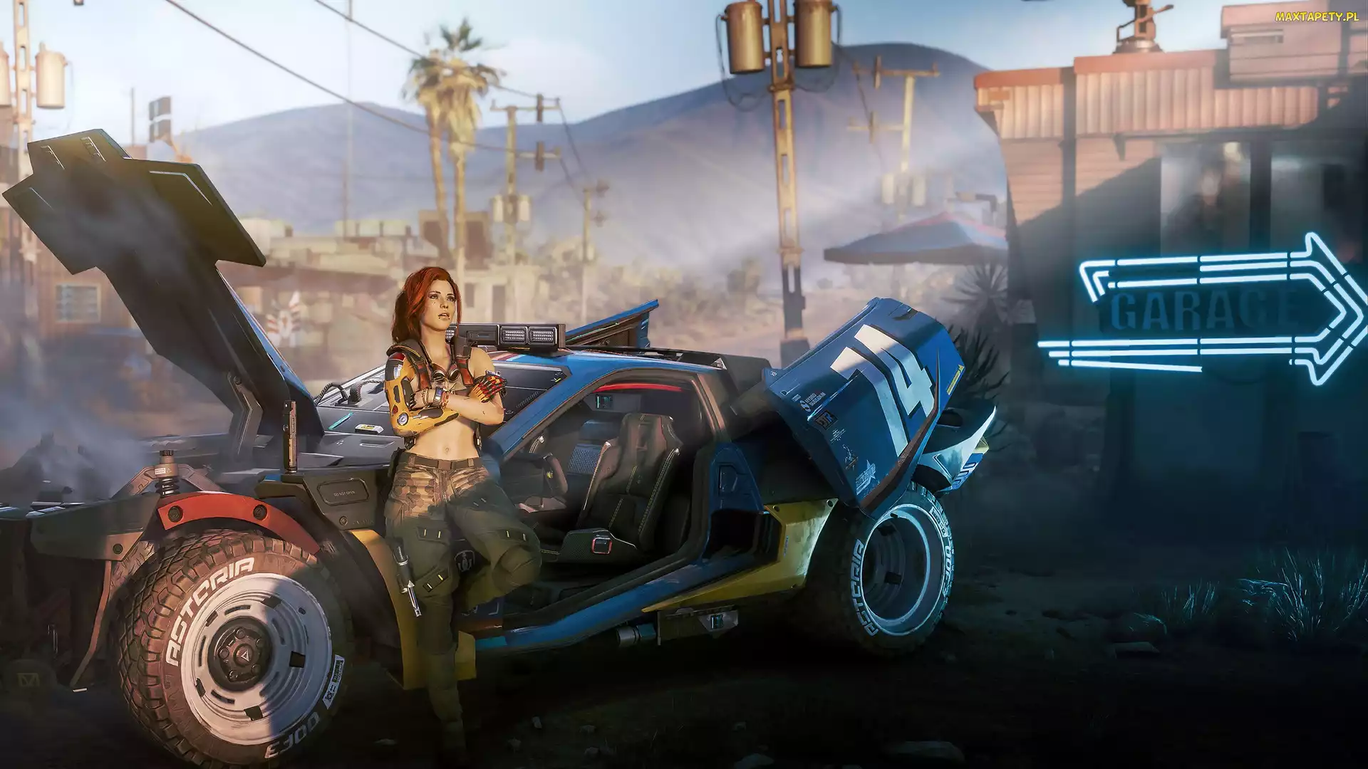 Cyberpunk 2077, Garaż, Dziewczyna, Samochód, Gra