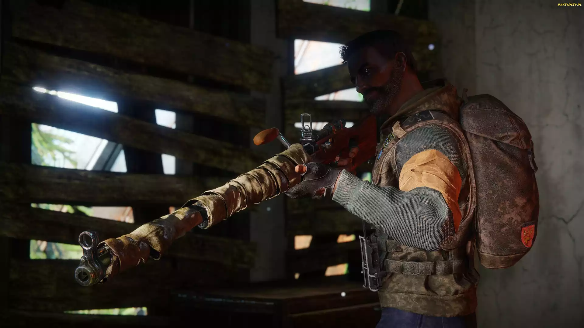 Destiny 2, Gra, Plecak, Mężczyzna, Broń, Budynek