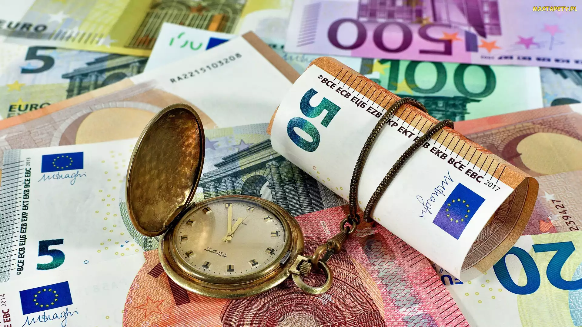 Kieszonkowy, Zegarek, Pieniądze, Euro