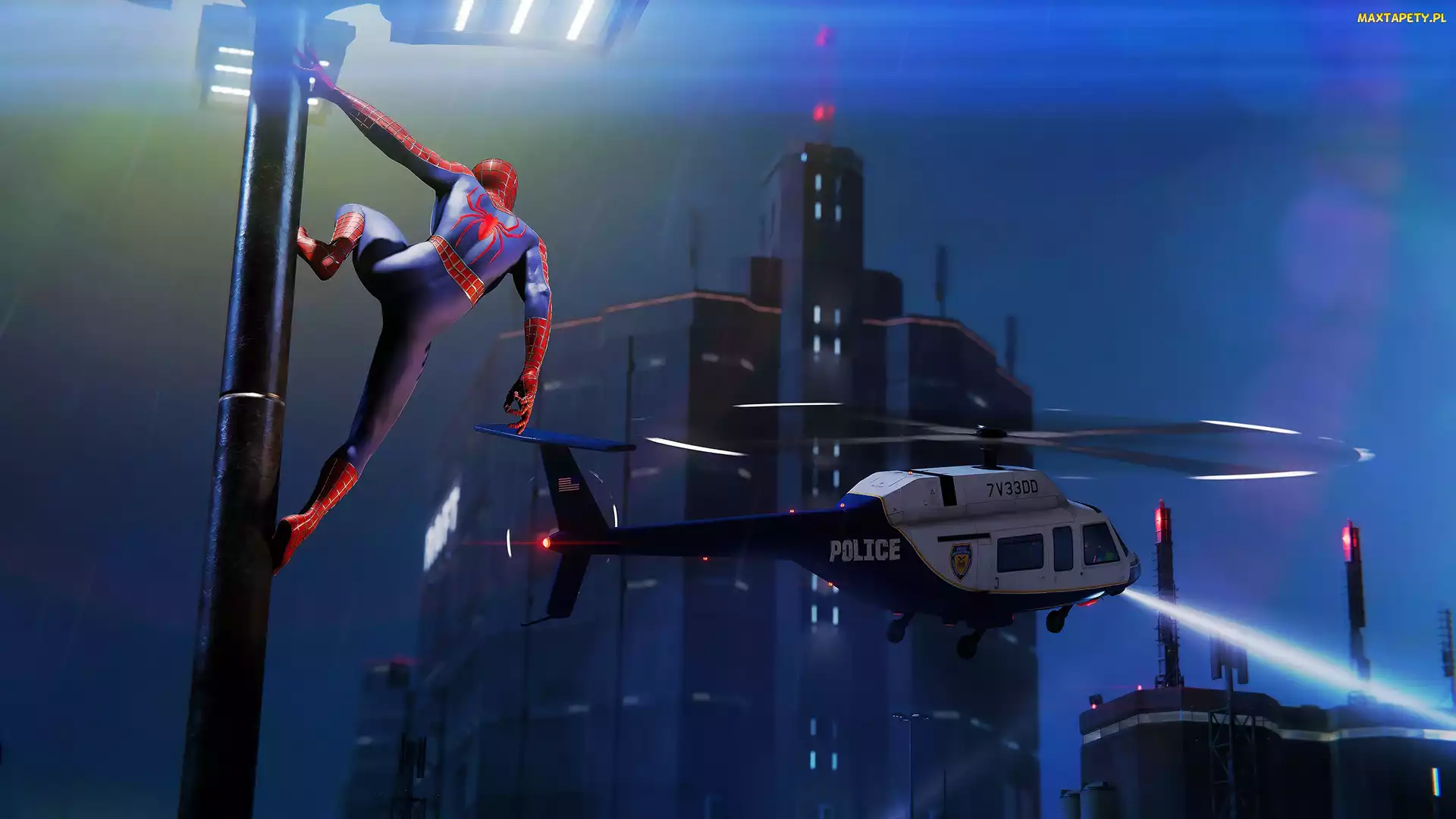 Gra Gra Spider-Man, Spider-Man Miles Morales, Helikopter, Samochód Policyjny