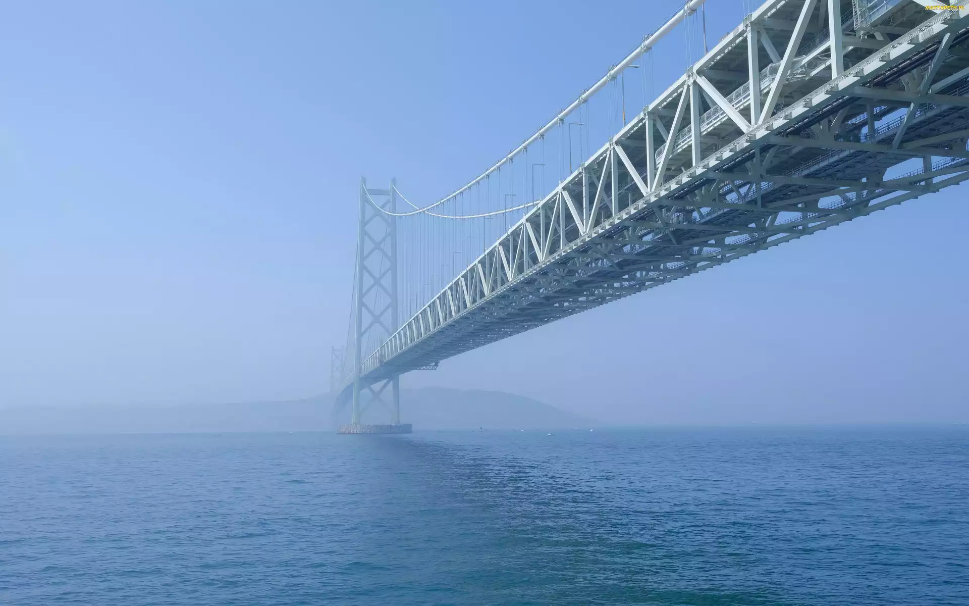 Akashi Kaikyo, Japonia, Mgła, Morze, Most