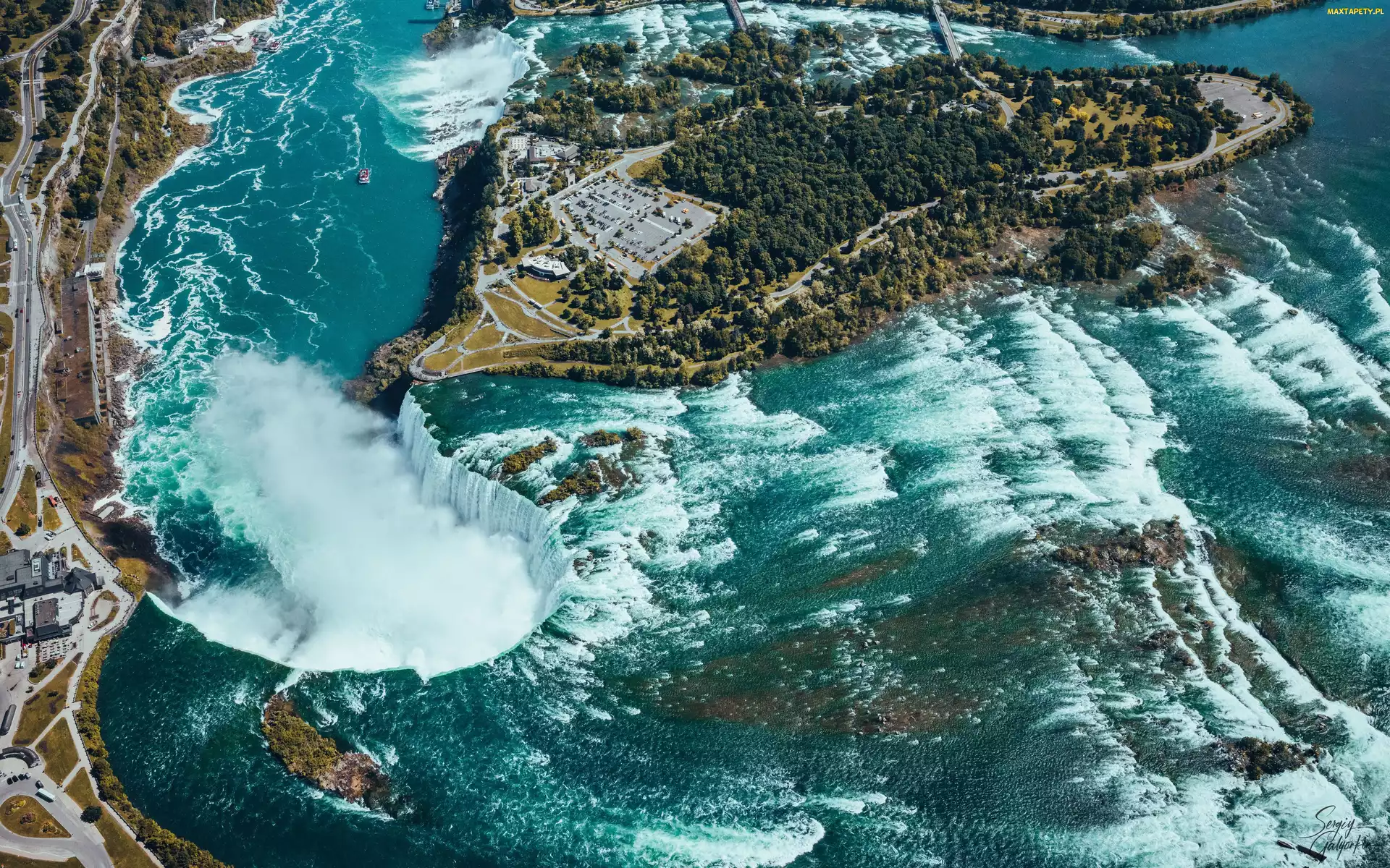 Horseshoe Falls, Kanada, Z lotu ptaka, Miasto Niagara Falls, Wodospad Niagara