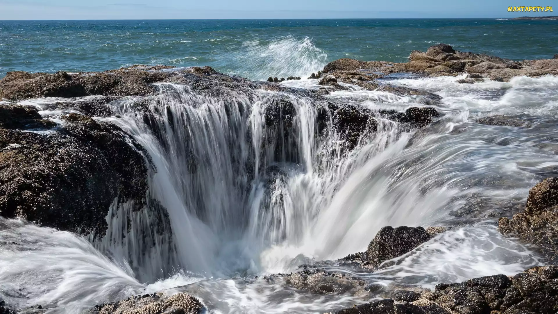 Wybrzeże, Thors Well, Morze, Studnia Thora, Stan Oregon, Skały, Stany Zjednoczone, Cape Perpetua