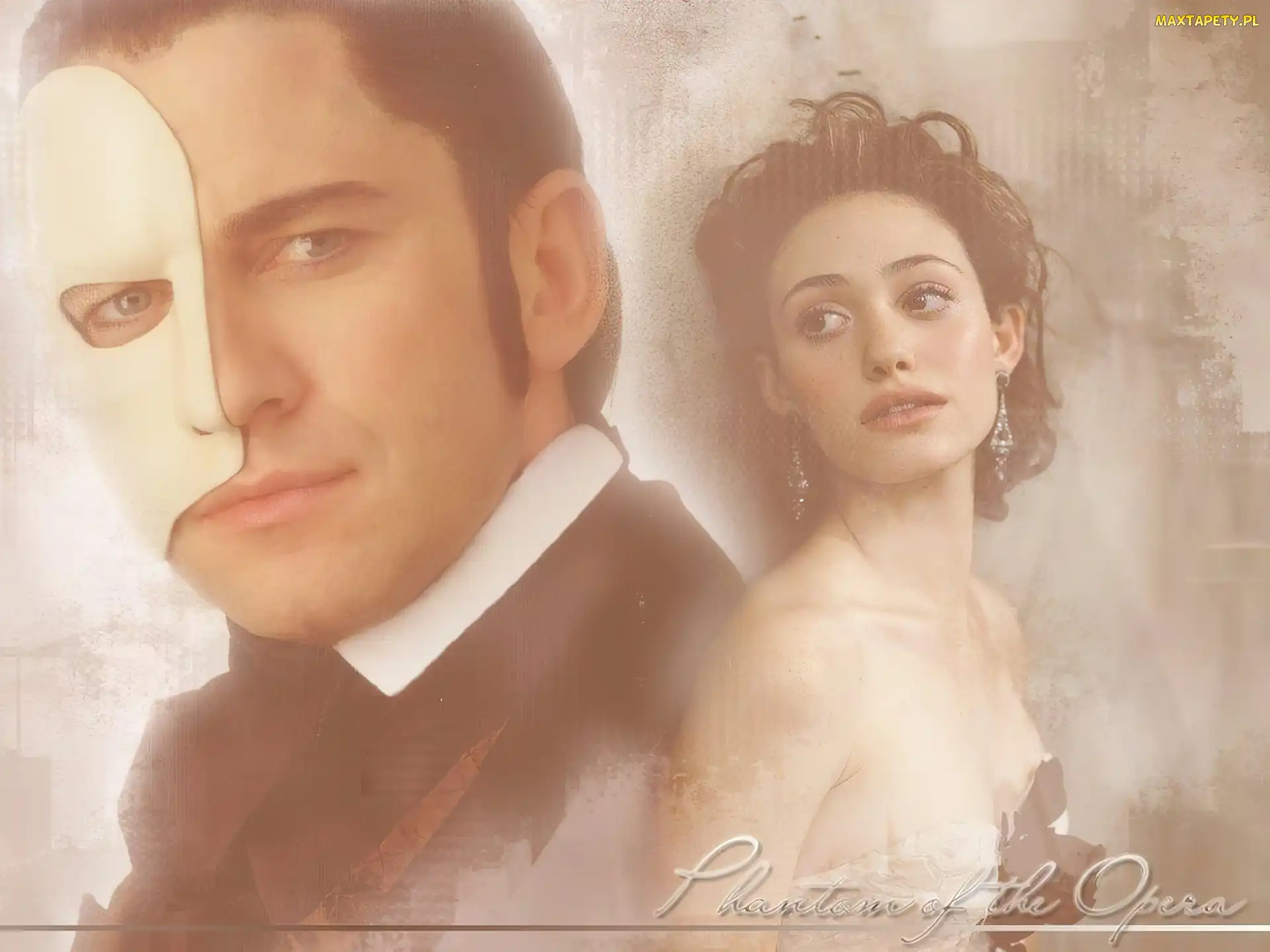 Emmy Rossum, maska, Gerard Butler, kolczyki, Phantom Of The Opera