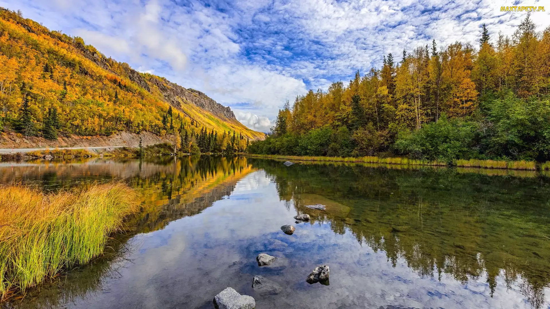 Nowy Jork, Odbicie, Jezioro, Stany Zjednoczone, Drzewa, Jesień, Long Lake