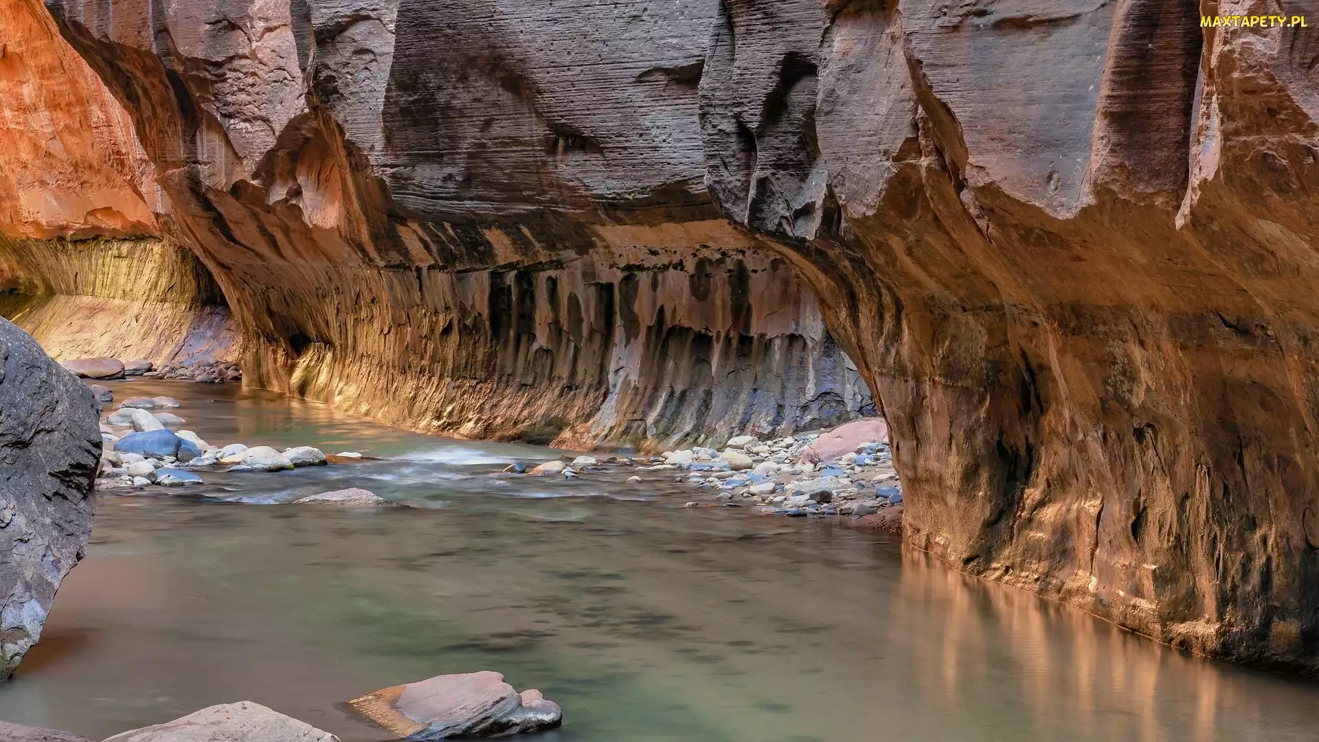 Utah, Park Narodowy Zion, Virgin River, Stany Zjednoczone, Zion Narrows, Rzeka, Kanion